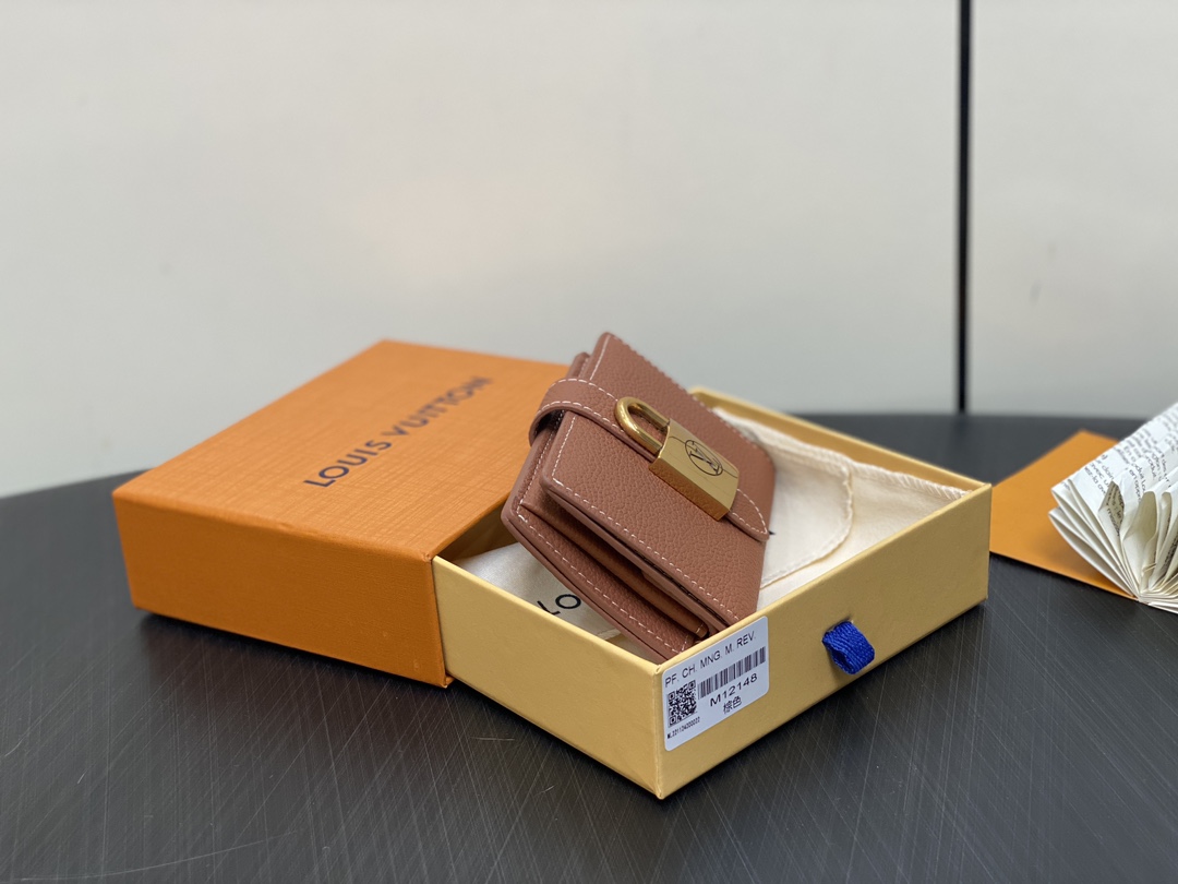 顶级原单M12148棕色全皮钱包系列PortfoilleLocky钱夹12148棕色M12408黑色本款