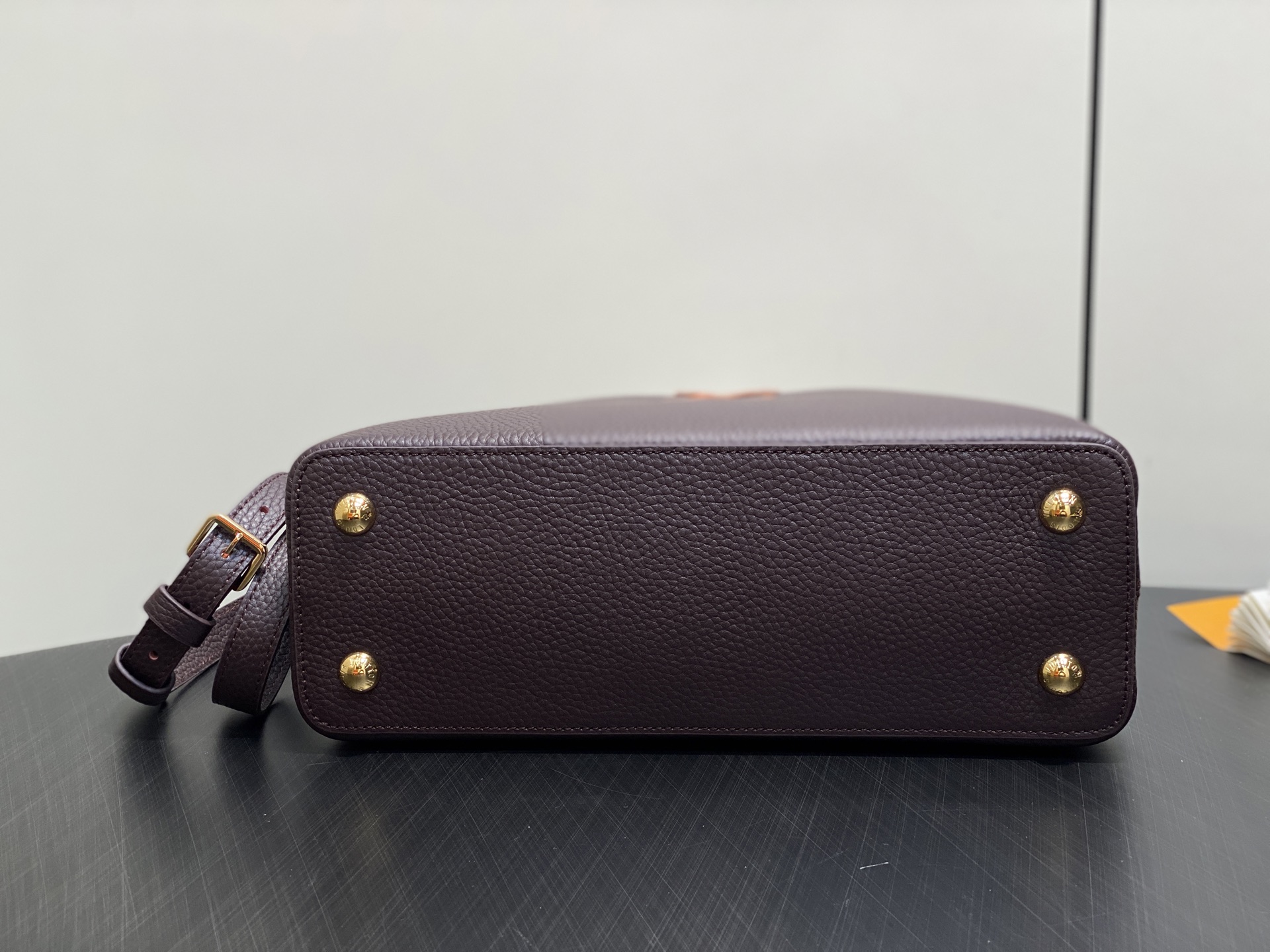 【顶级原单】M12952咖色拼色 全皮cap那英款 CAPUCINES 中号手袋 本款 Capucine