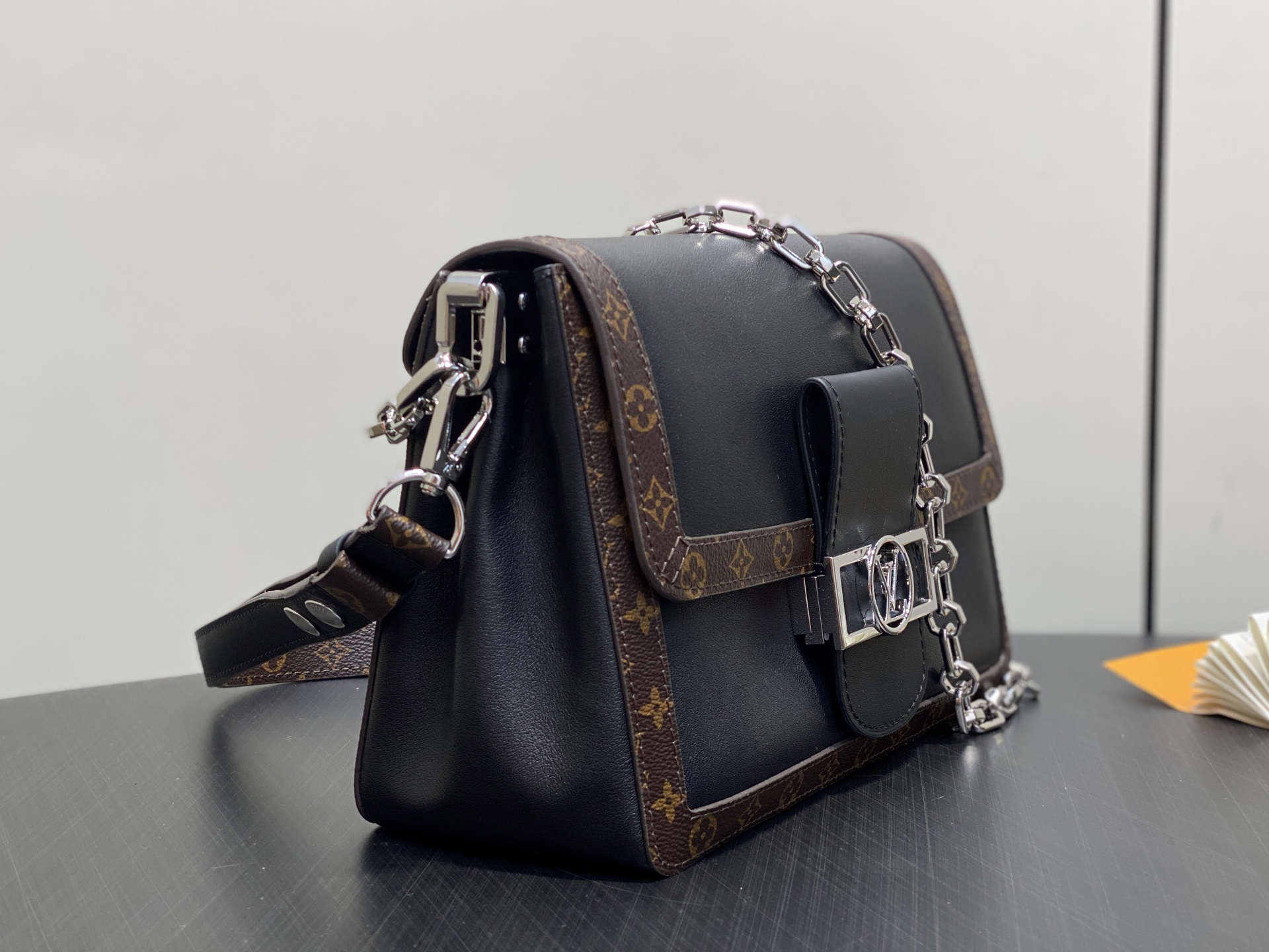 【顶级原单】M13450老花黑色 全皮达芙妮DAUPHINE SOFT 中号手袋 本款 Dauphine
