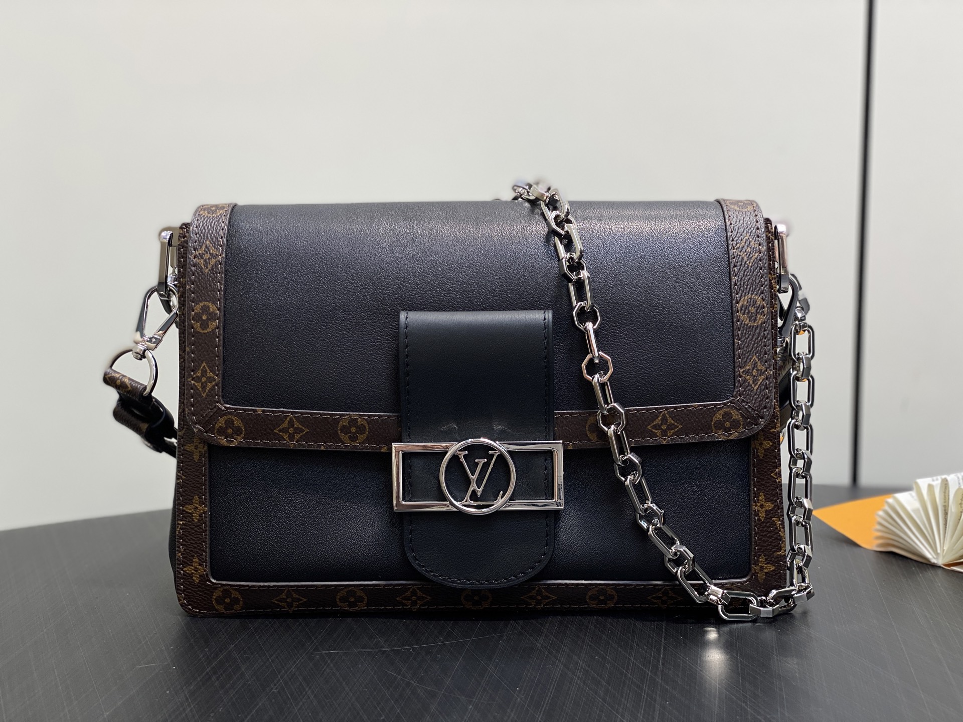 【顶级原单】M13450老花黑色 全皮达芙妮DAUPHINE SOFT 中号手袋 本款 Dauphine