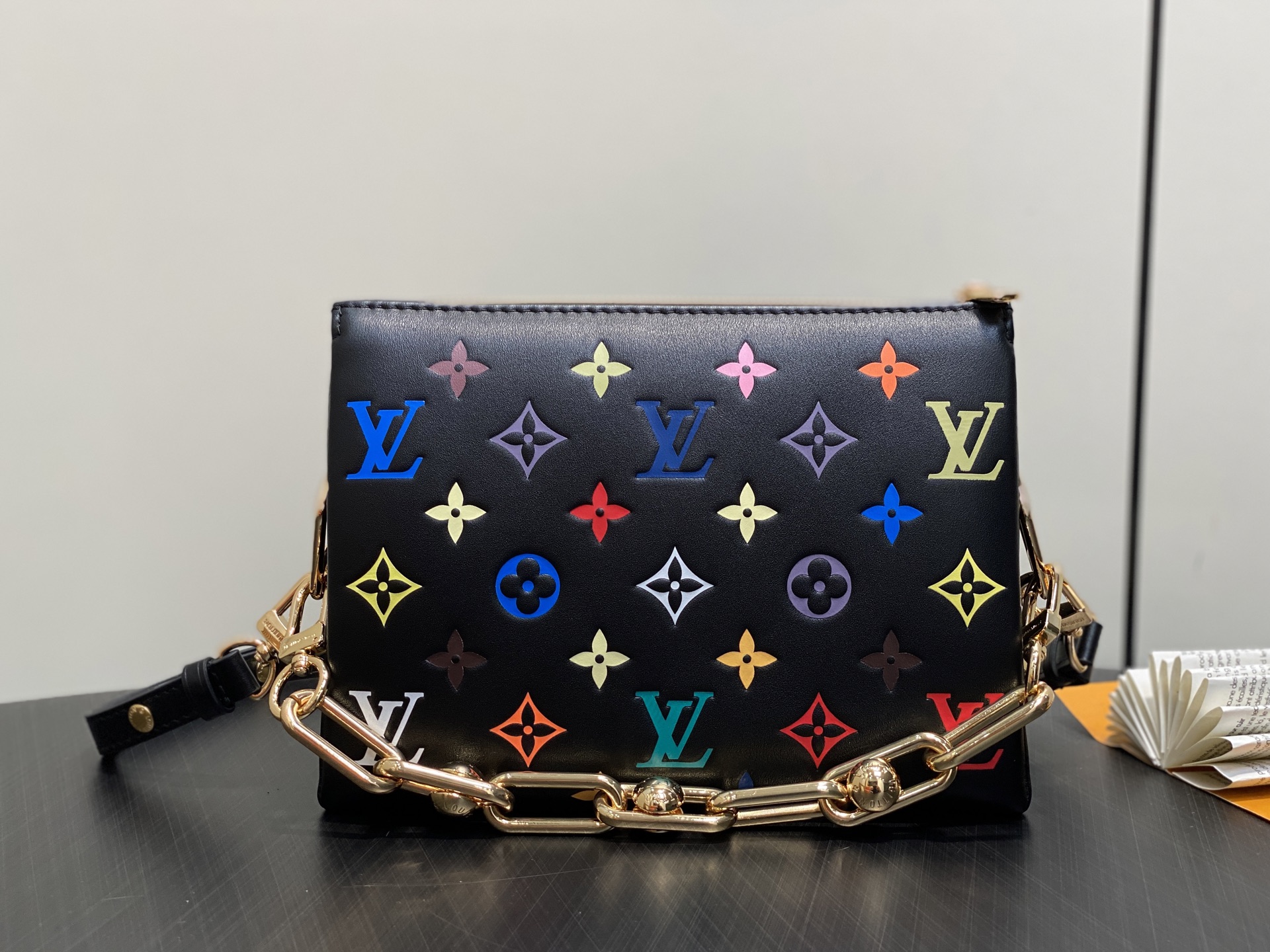 【顶级原单】M13232黑色三彩 全皮链条包系列 LV x TM COUSSIN BB 手袋 村上隆 本