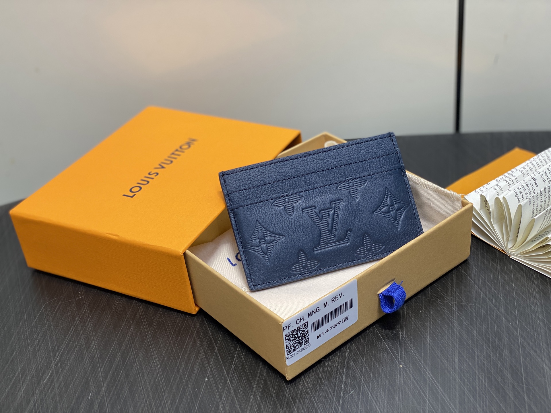 【顶级原单】M14789深蓝色全皮压花 卡包钱包 PORTE CARTES DOUBLE 卡片夹 用Mo