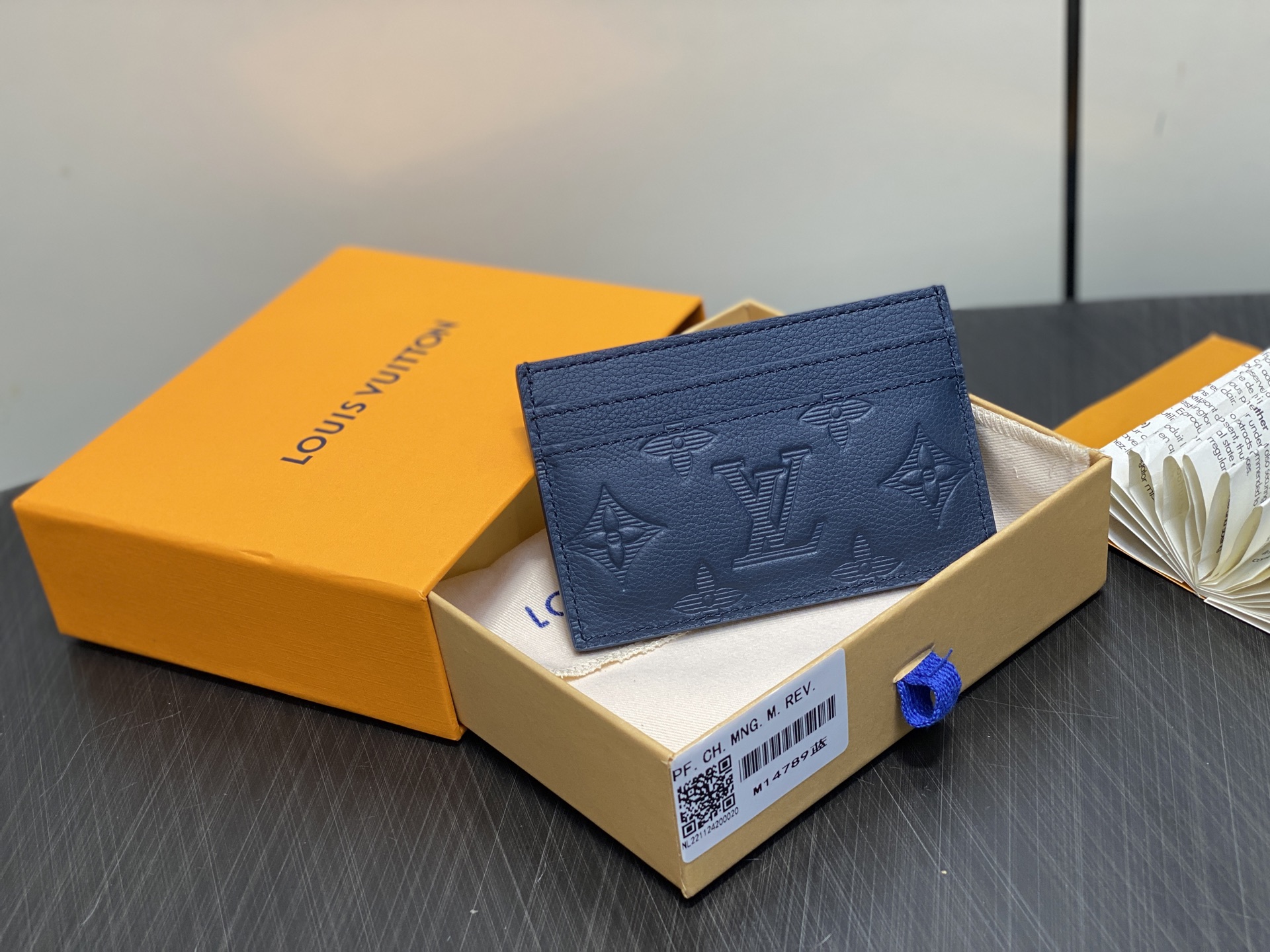 【顶级原单】M14789深蓝色全皮压花 卡包钱包 PORTE CARTES DOUBLE 卡片夹 用Mo