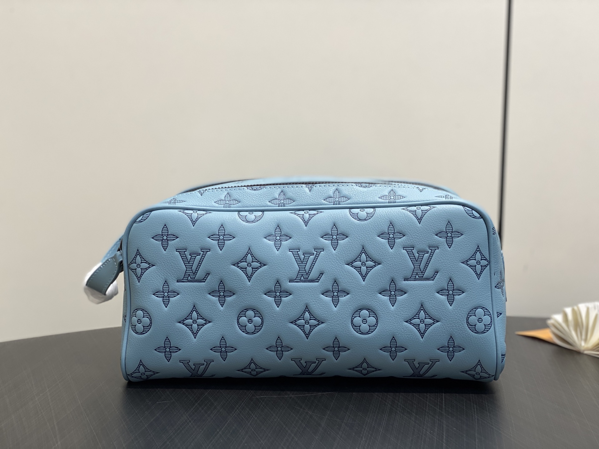【顶级原单】M14885浅蓝 全皮压花洗漱包 Dopp Kit 盥洗袋 M14485灰色 M14843深