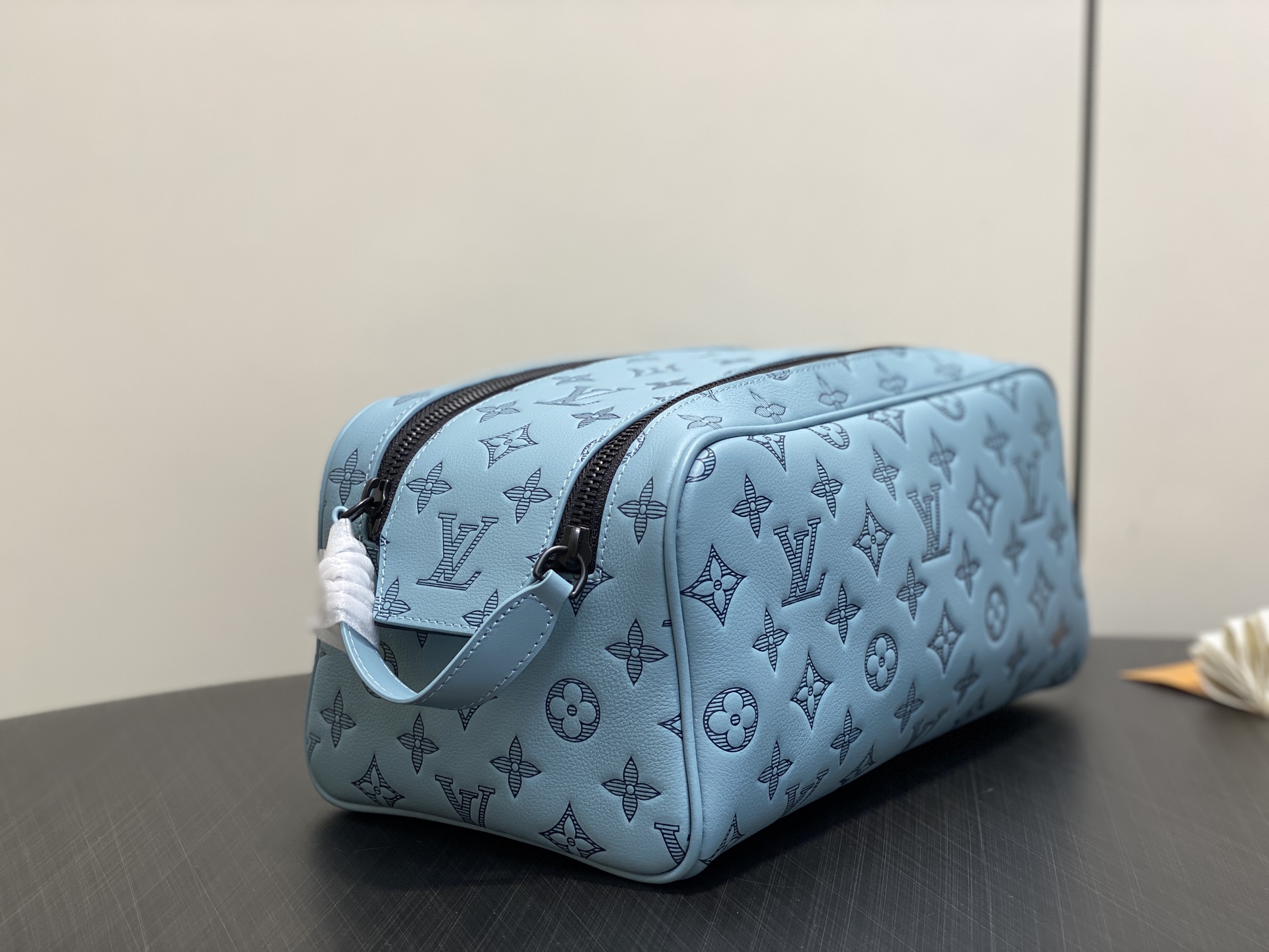 【顶级原单】M14885浅蓝 全皮压花洗漱包 Dopp Kit 盥洗袋 M14485灰色 M14843深