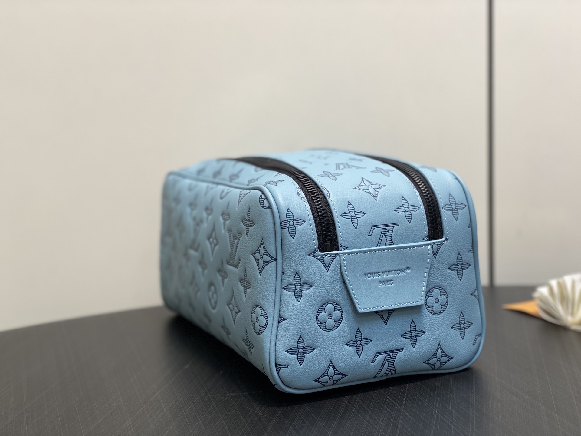 【顶级原单】M14885浅蓝 全皮压花洗漱包 Dopp Kit 盥洗袋 M14485灰色 M14843深