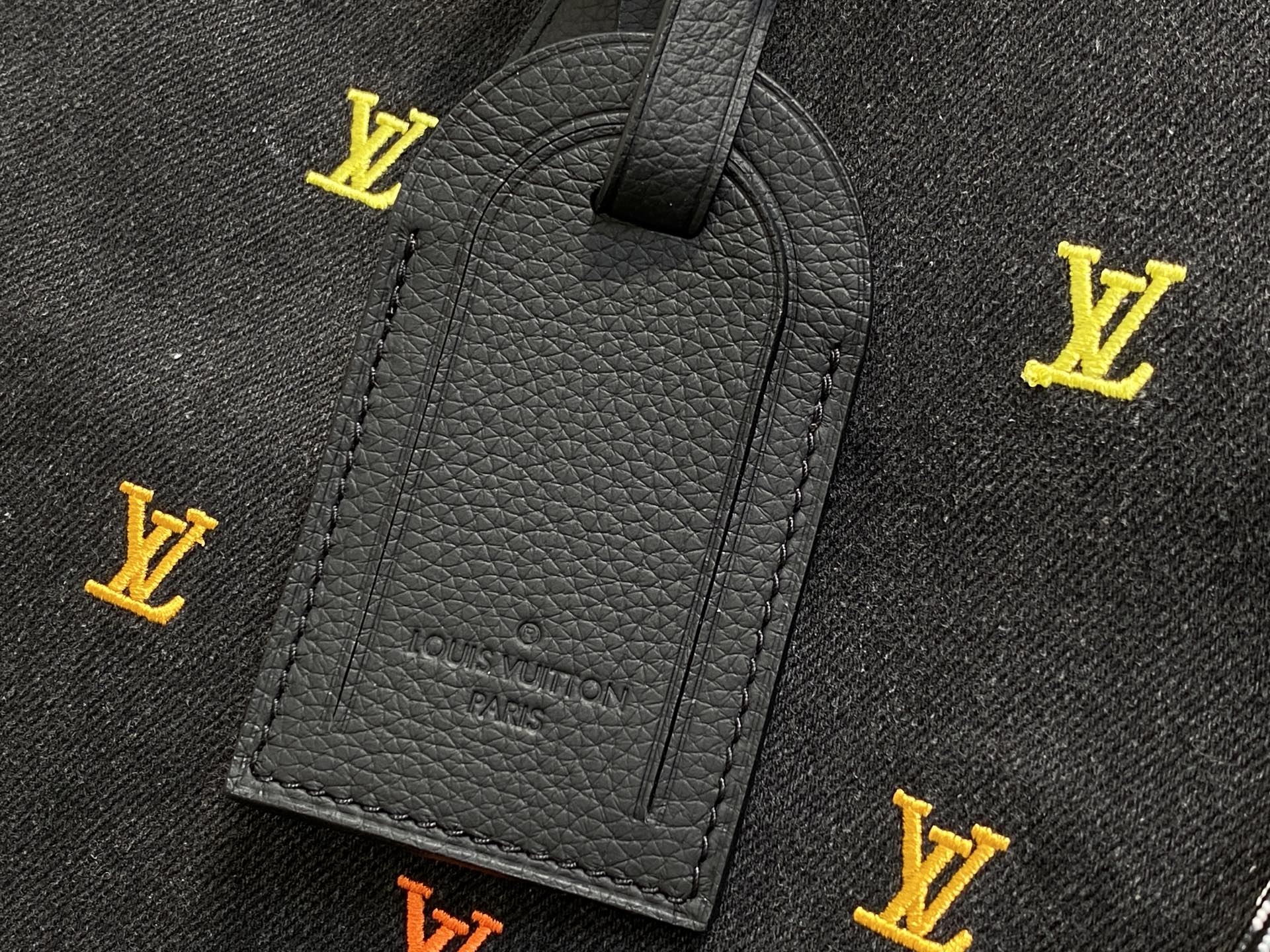 Louis Vuitton Speedy 40 Bandouliere Black Denim Multicolor Monogram 40cm travel
