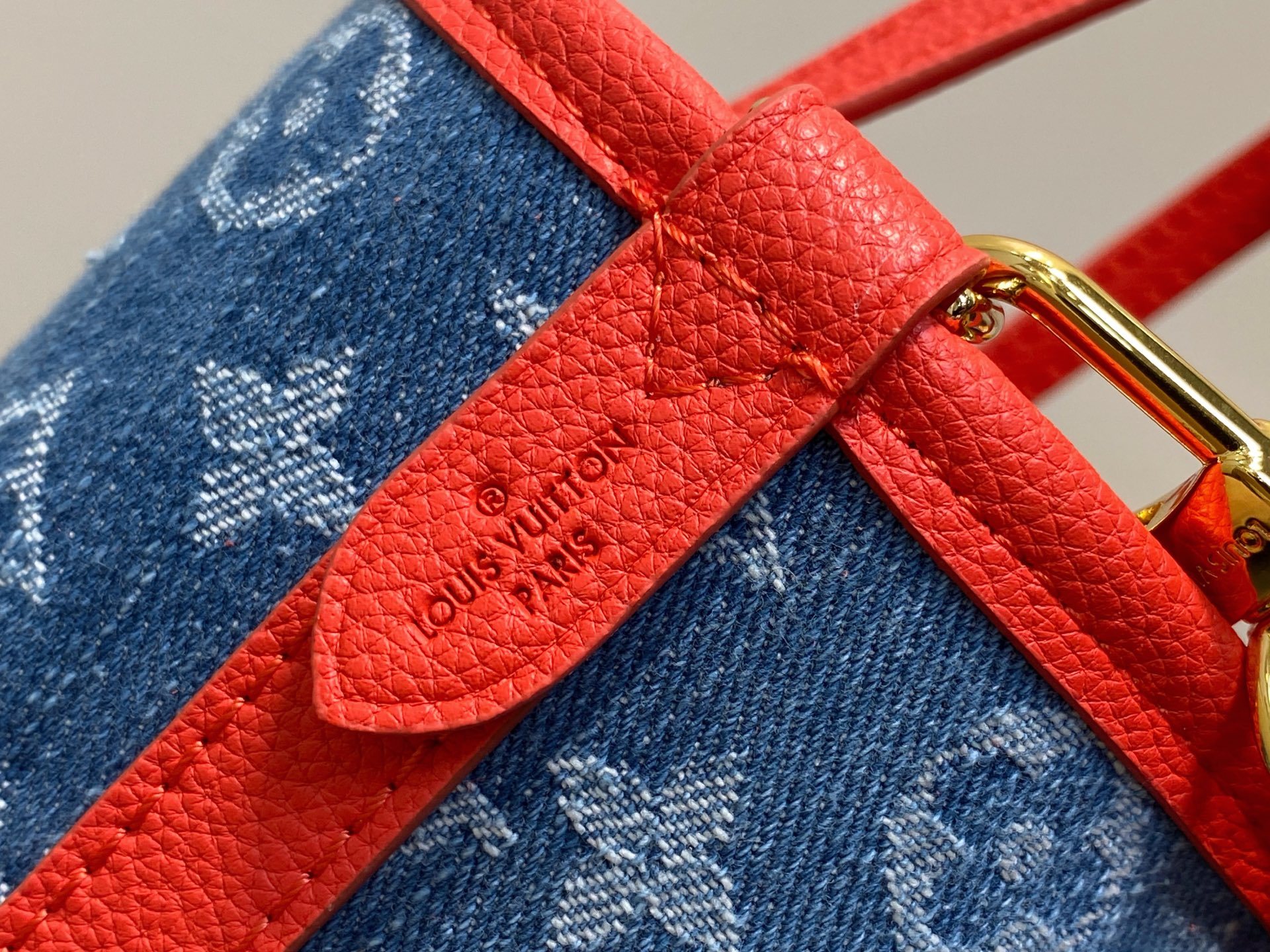 【顶级原单】M14997樱桃红 丹宁牛仔樱桃双面购物袋 本款Neverfull linside Out