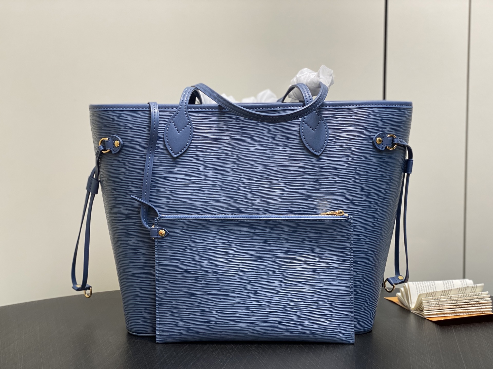 【顶级原单】M14856灰蓝色 水波纹购物袋 NEW Neverfull MM 手袋 Neverfull