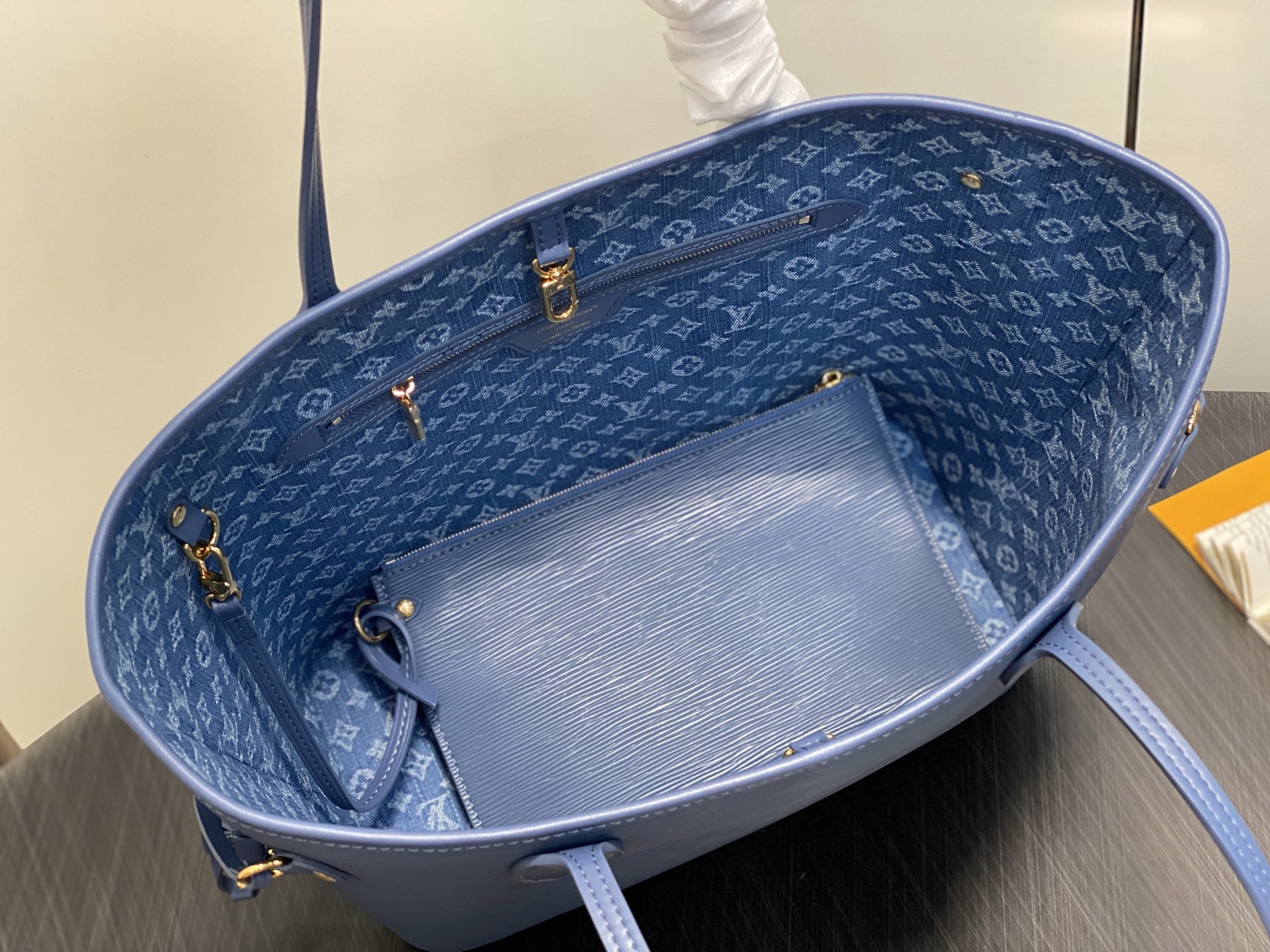 【顶级原单】M14856灰蓝色 水波纹购物袋 NEW Neverfull MM 手袋 Neverfull