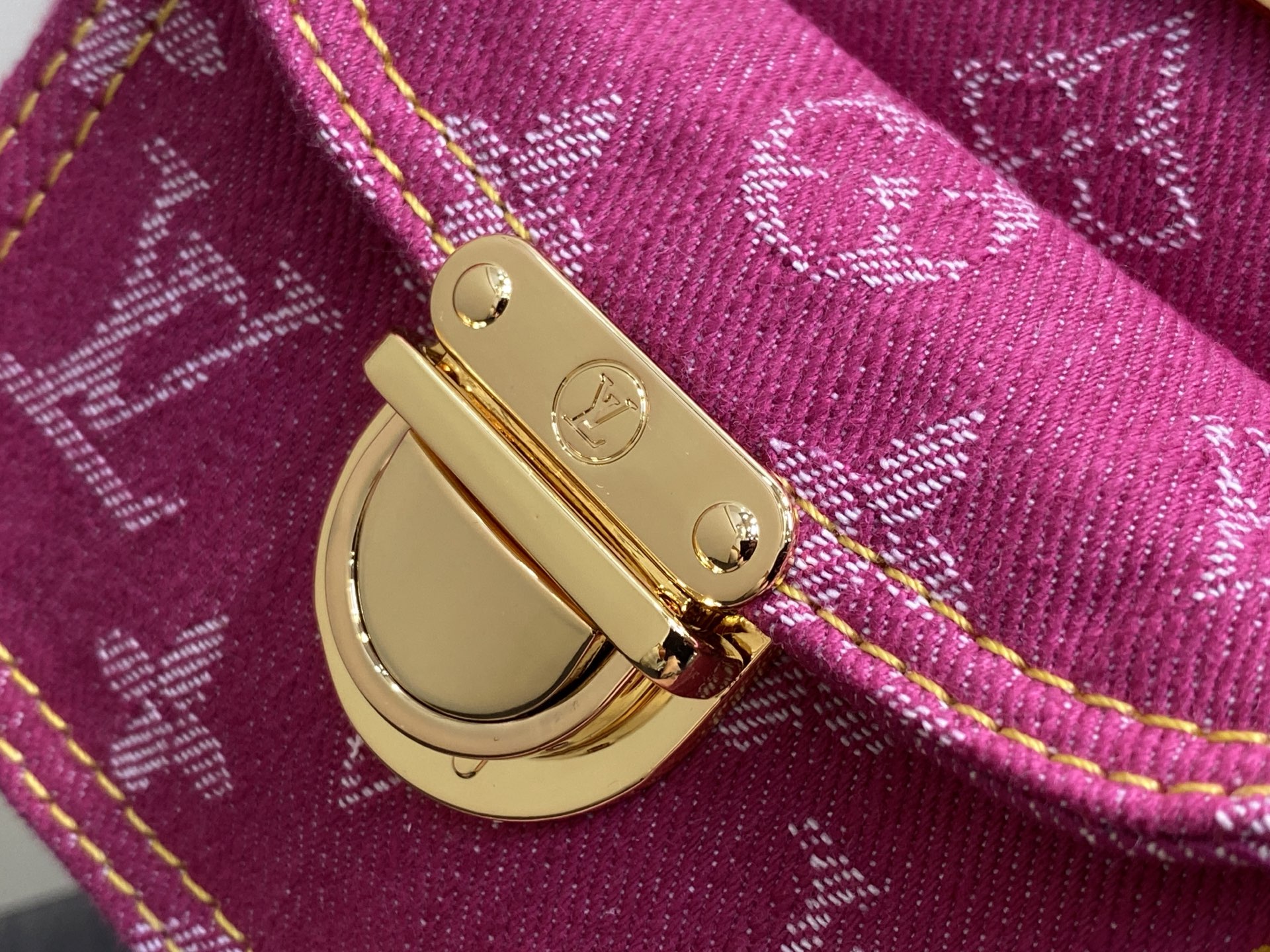 【顶级原单】M95212枚粉色 丹宁牛仔布中古腋下包 VINTAGE 手袋 牛仔新款手提中古绝版牛仔斜挎
