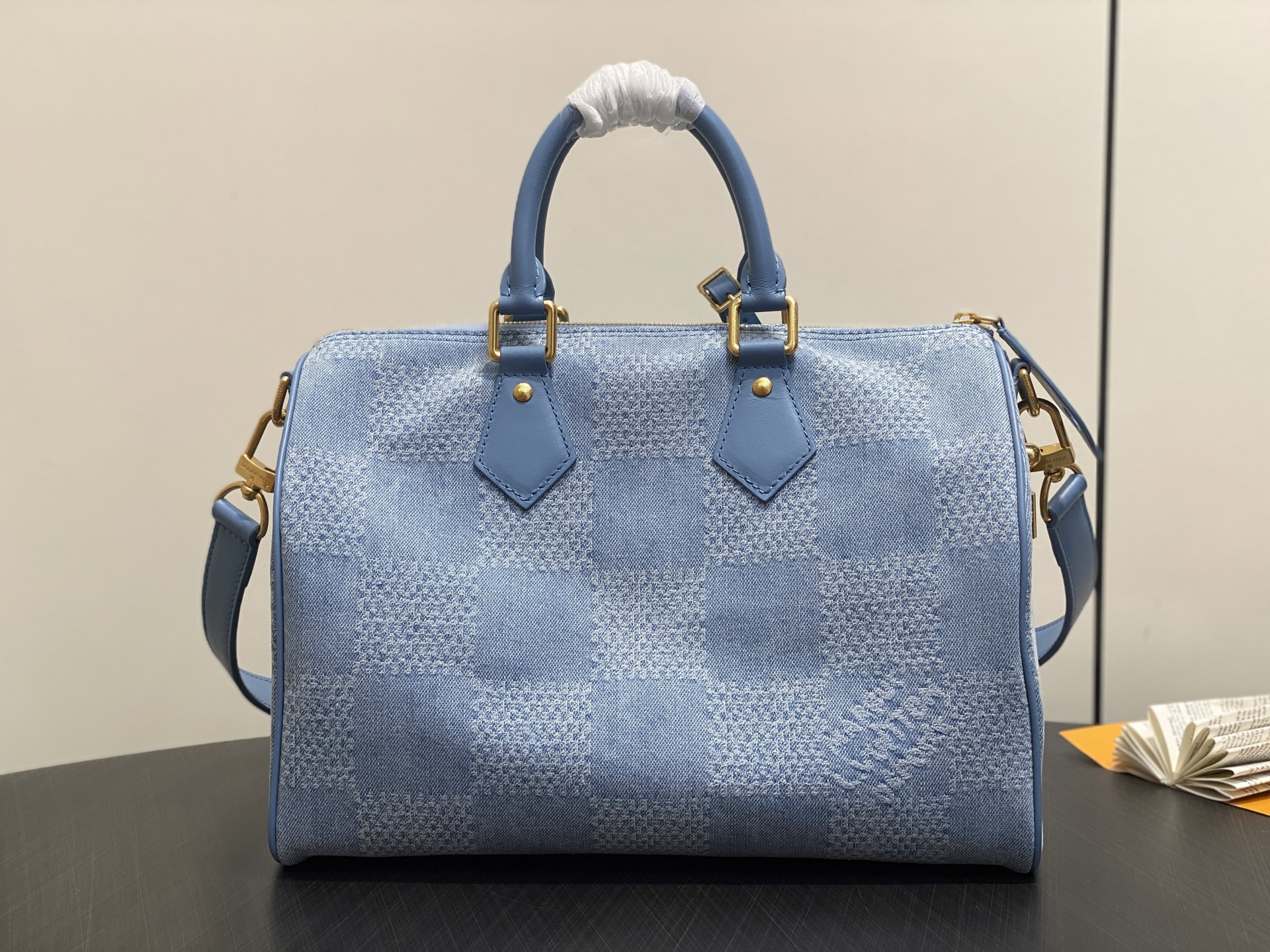【顶级原单】N00203蓝色格子 丹宁牛仔speedy枕头包 Speedy 30 Bandoulière
