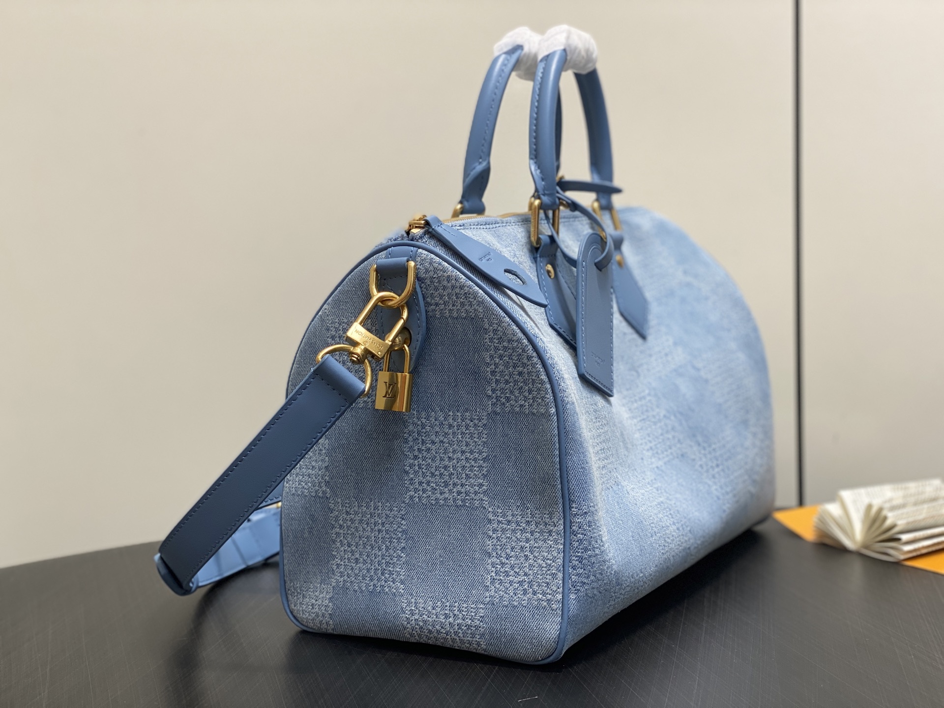 【顶级原单】N00203蓝色格子 丹宁牛仔speedy枕头包 Speedy 30 Bandoulière