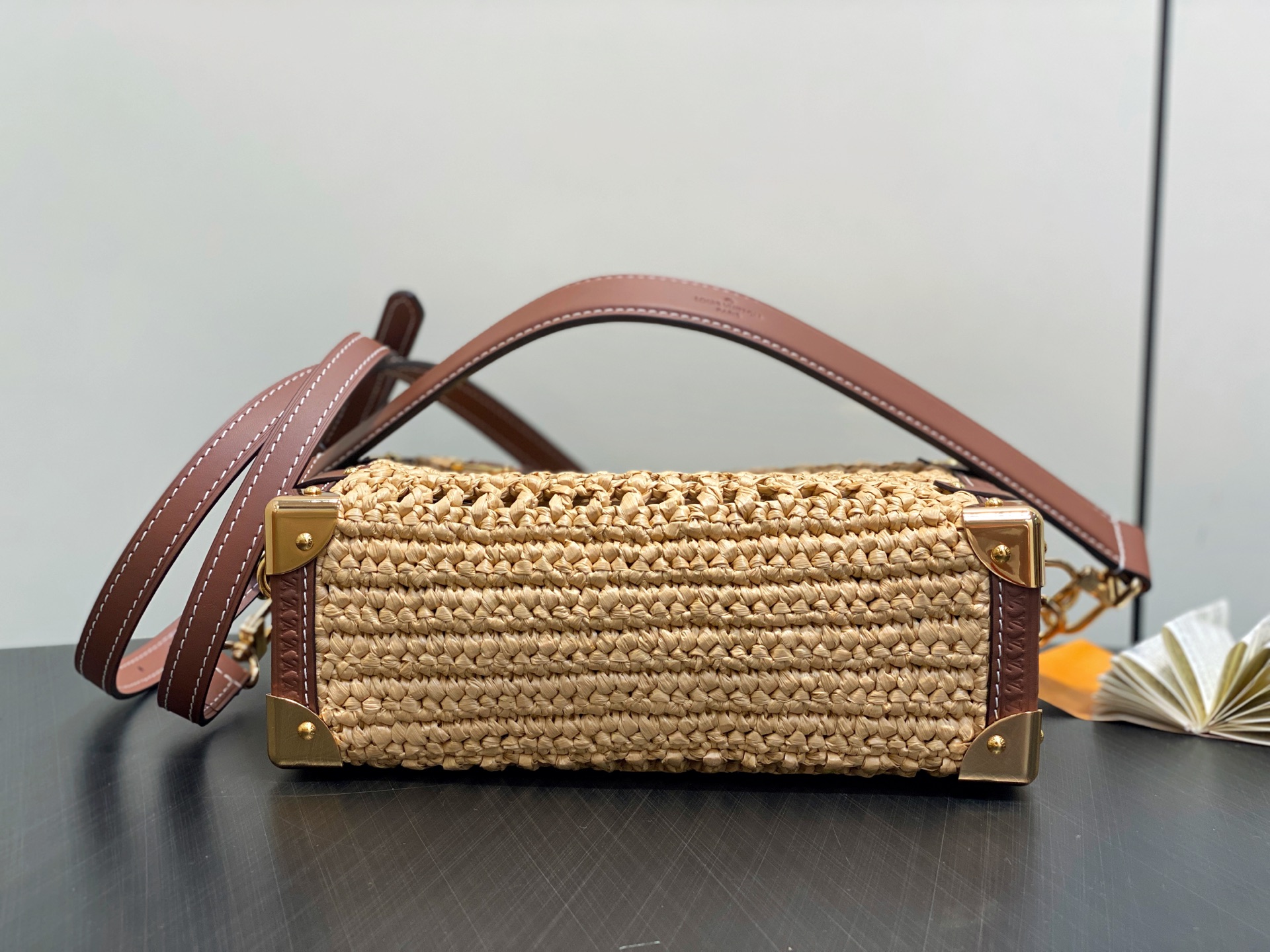 Louis Vuitton Raffia Woven Side Trunk Medium Satchel Bag, 23.5 x 16 x 8.5 cm 6 i1752587649294 6271 0 4