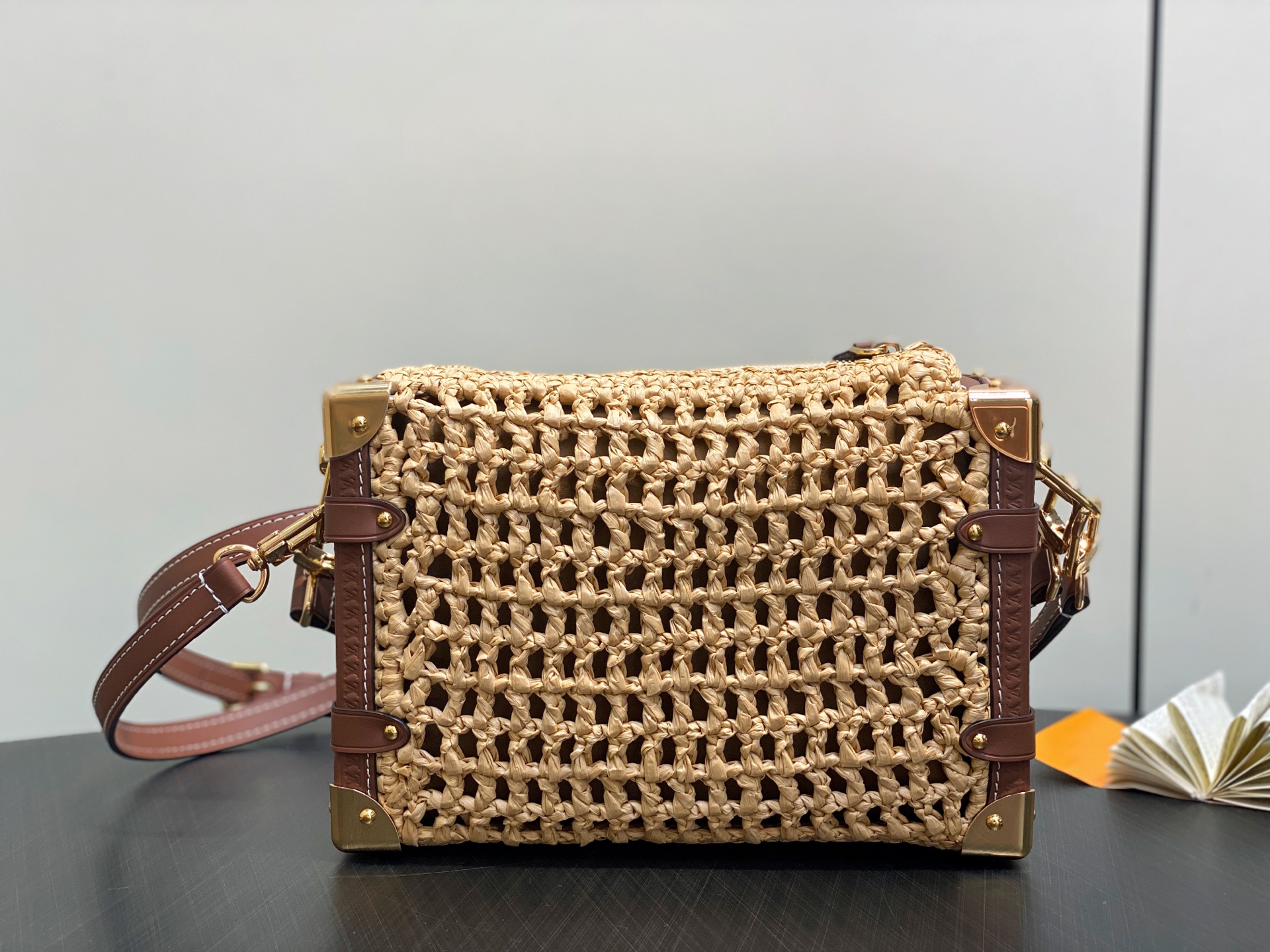 Louis Vuitton Raffia Woven Side Trunk Medium Satchel Bag, 23.5 x 16 x 8.5 cm 5 i1752587653054 2058 0 3