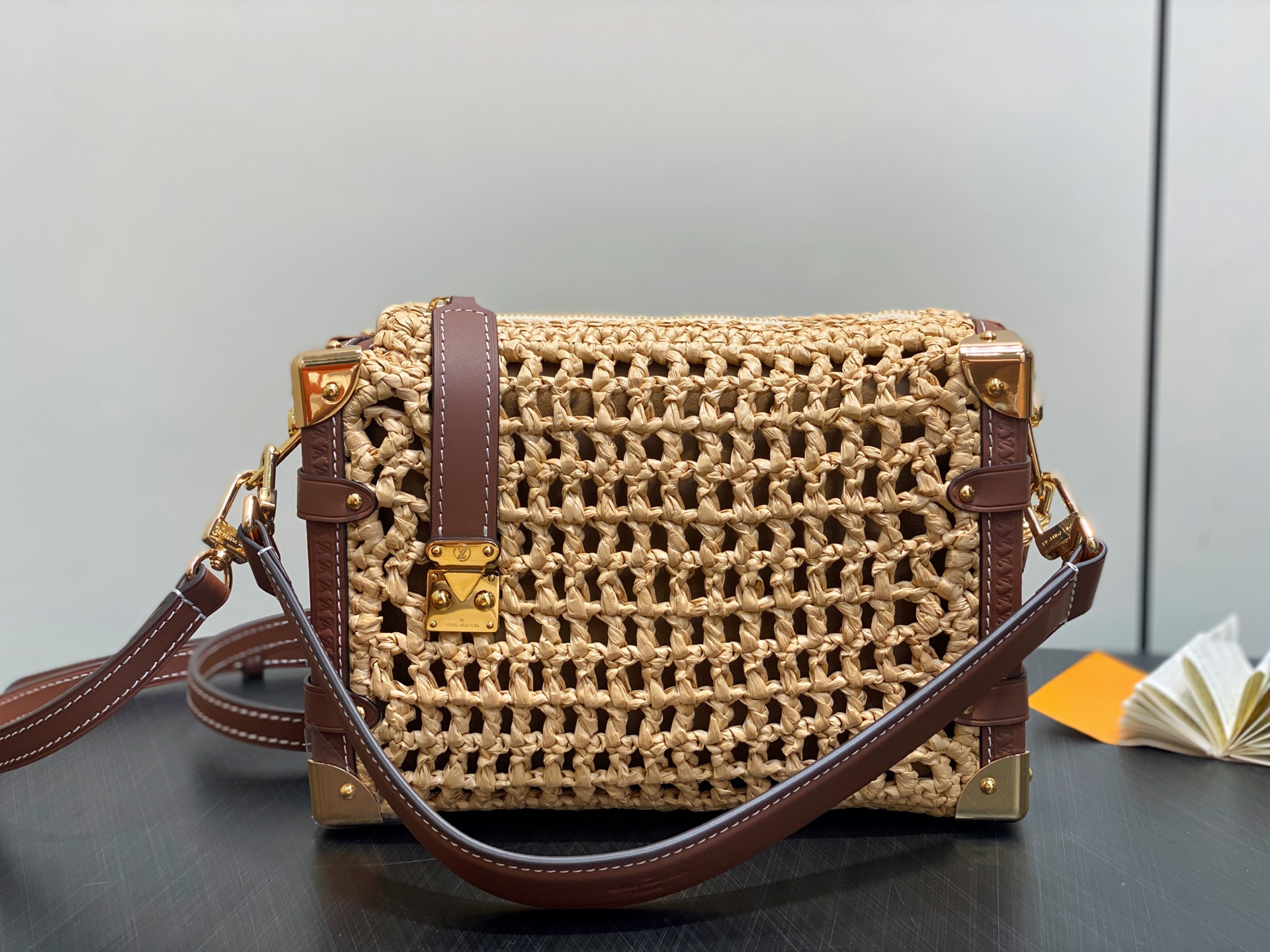 Louis Vuitton Raffia Woven Side Trunk Medium Satchel Bag, 23.5 x 16 x 8.5 cm 3 i1752587653085 410 0 1