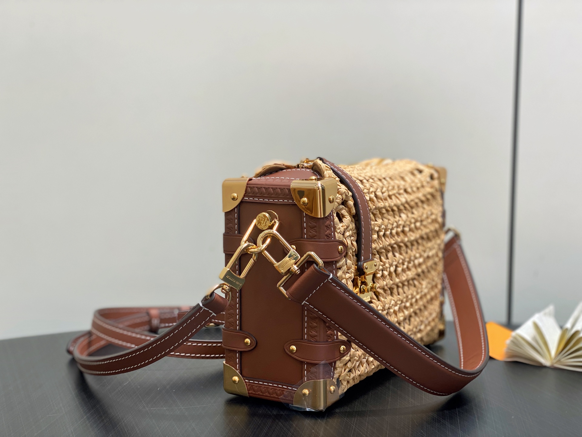 Louis Vuitton Raffia Woven Side Trunk Medium Satchel Bag, 23.5 x 16 x 8.5 cm 4 i1752587653107 7326 0 2