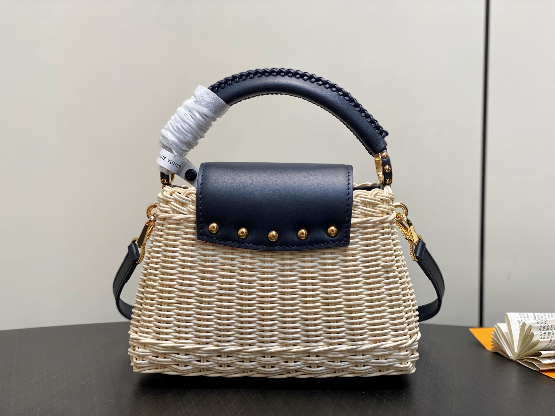 【顶级原单】M14366深色/编织 全皮cap那英款 CAPUCINES BB 手袋 M14366深蓝