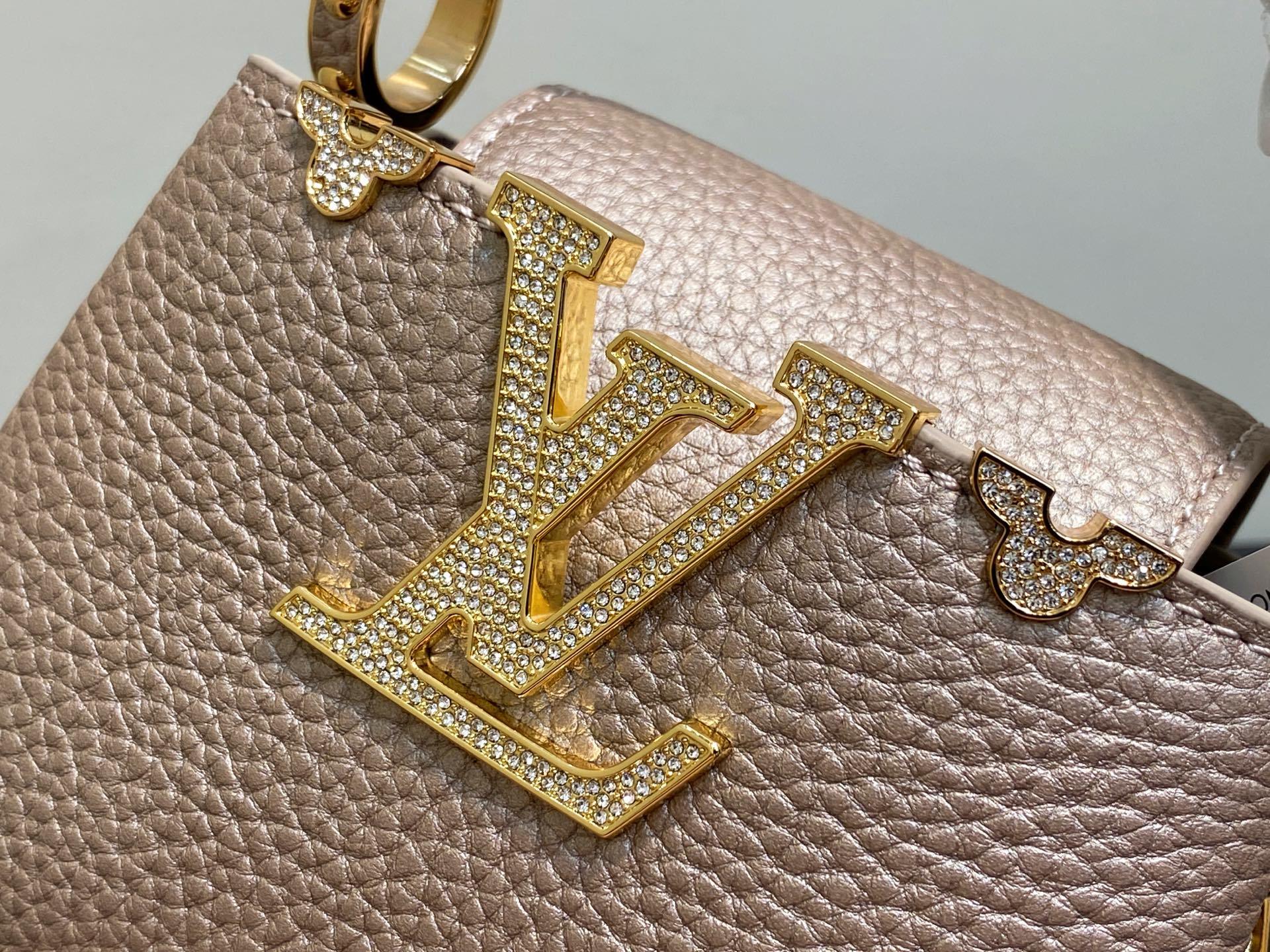 【顶级原单】M48865珠光拼金钻花冠 全皮cap那英款 超迷你 Capucines nano手袋 法国