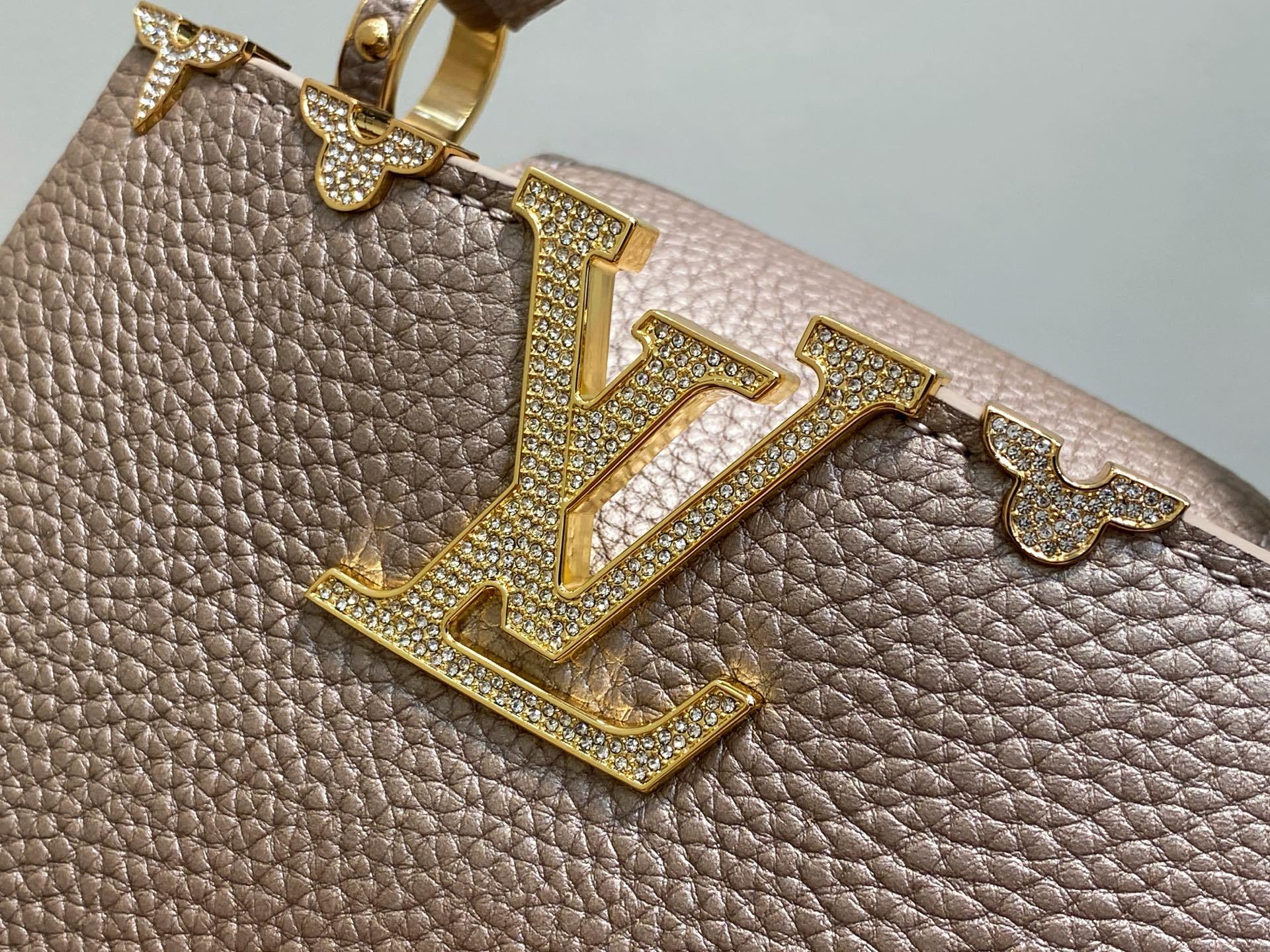 【顶级原单】M48865 珠光拼金钻花冠 全皮cap那英款 Capucines 迷你手袋 法国进口小牛皮