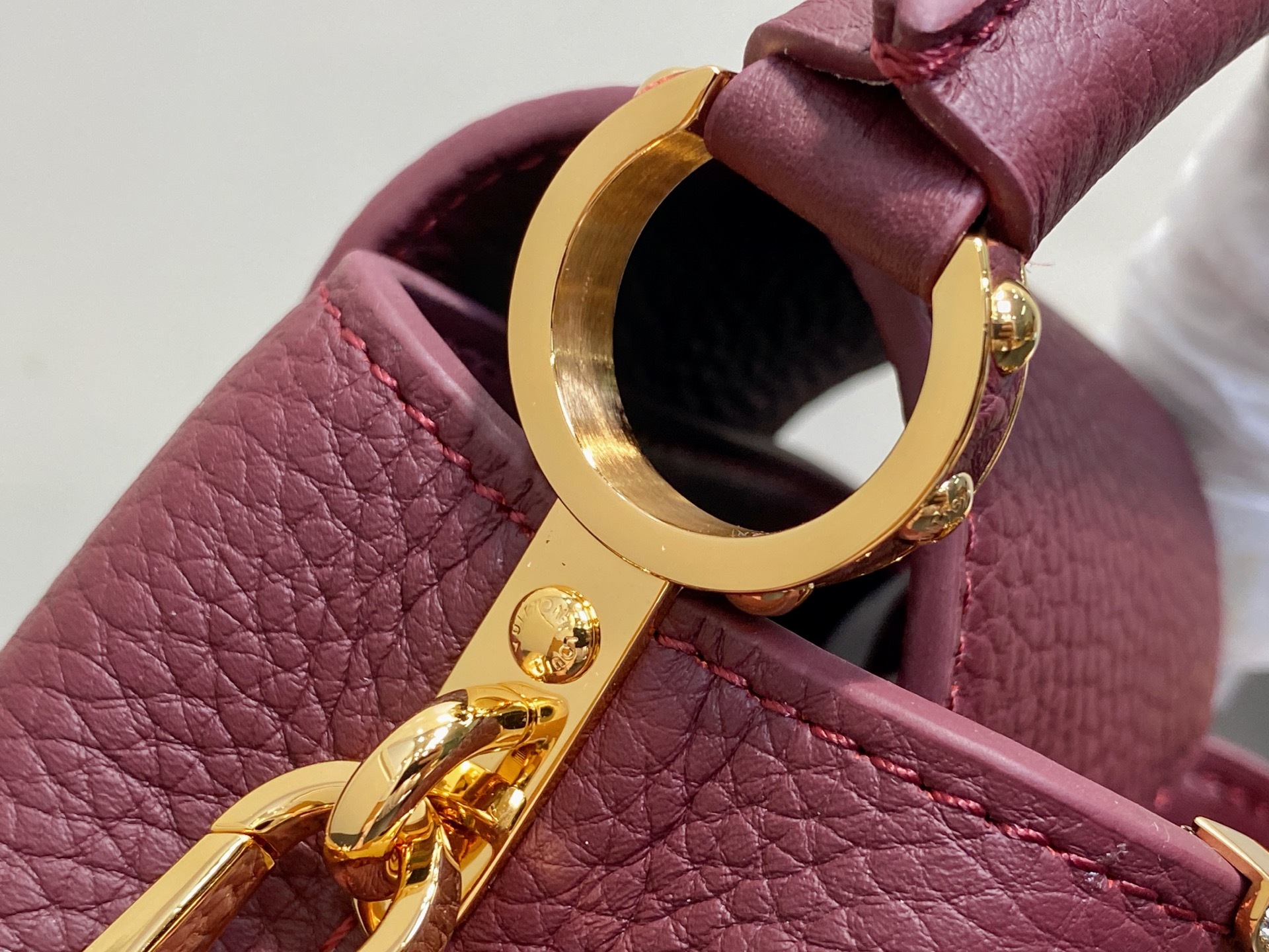 【顶级原单】M48865酒红拼金钻花冠 全皮cap那英款 超迷你 Capucines nano手袋 法国