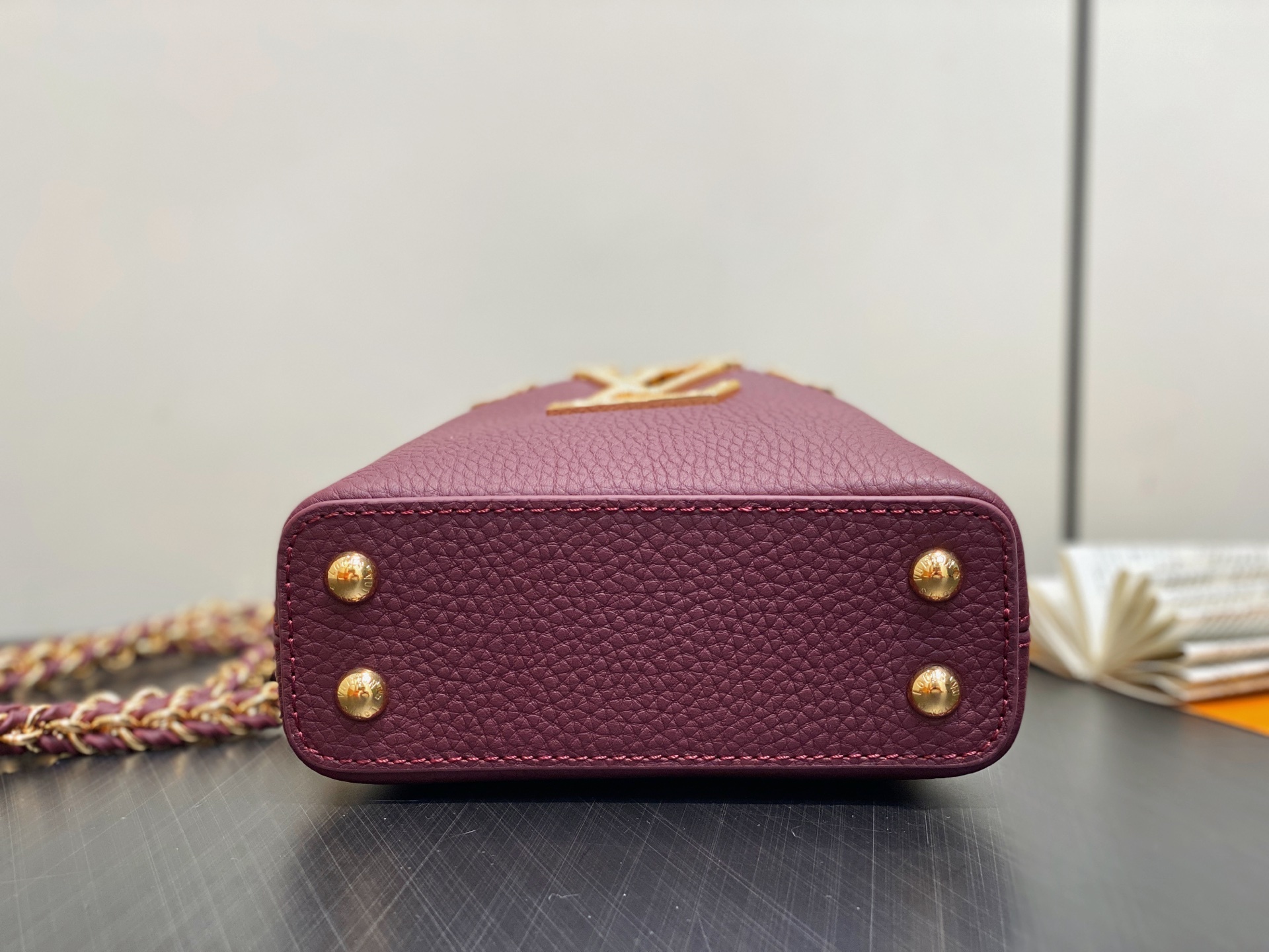 【顶级原单】M48865酒红拼金钻花冠 全皮cap那英款 超迷你 Capucines nano手袋 法国