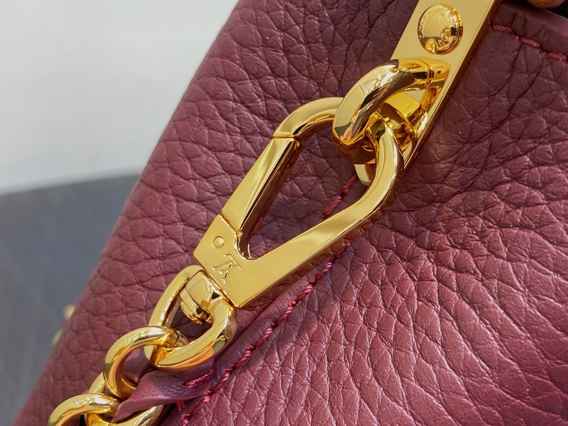 【顶级原单】M48865酒红拼金钻花冠 全皮cap那英款 超迷你 Capucines nano手袋 法国