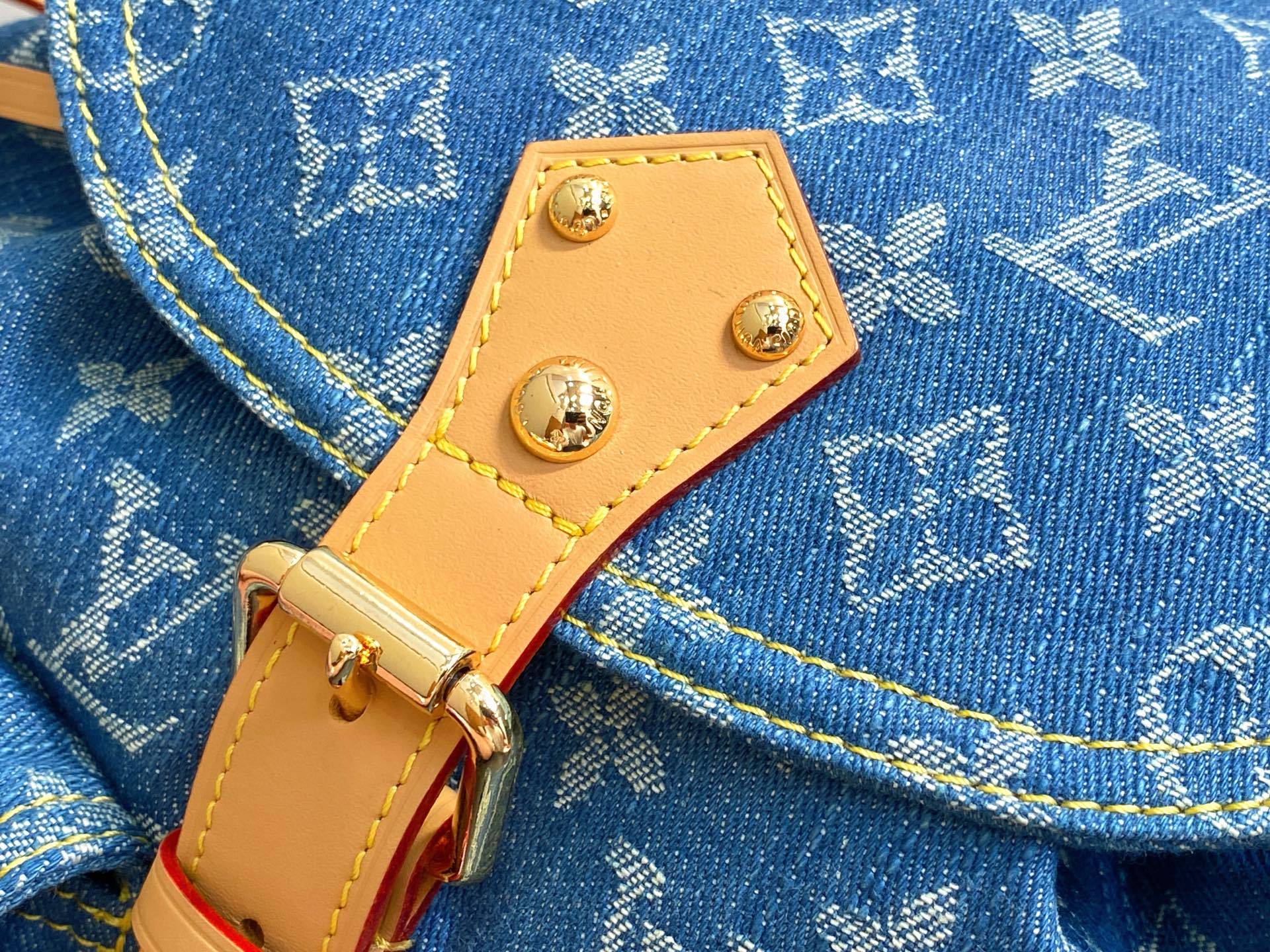 【顶级原单】M95056蓝色 丹宁牛仔布双肩包 Lv Vintage 双肩包 M95240玫粉色 中古绝