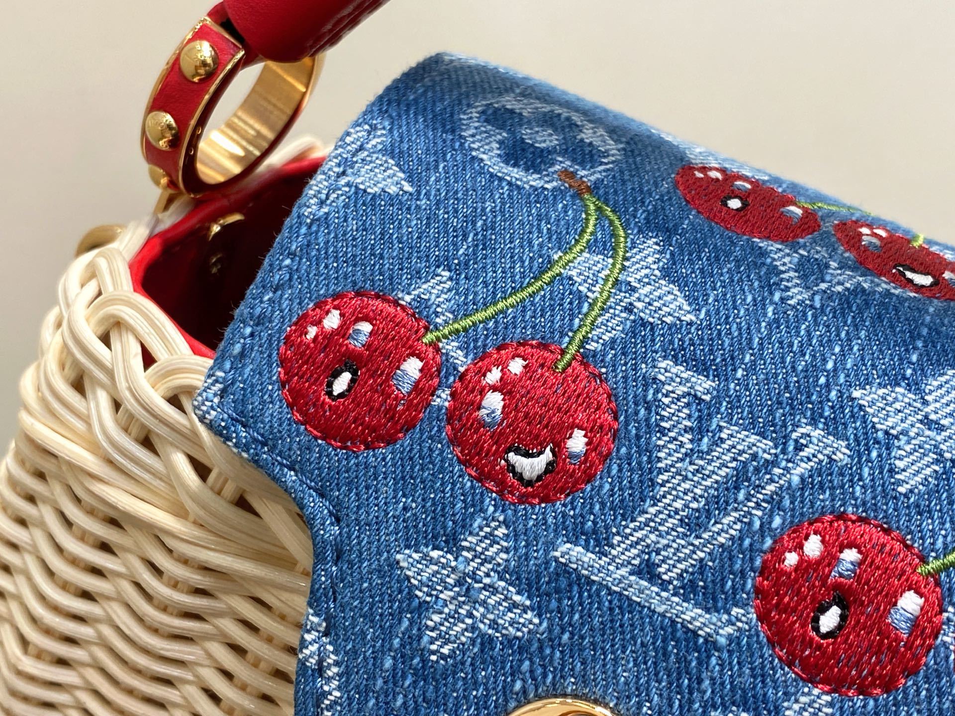 【顶级原单】M14295牛仔樱桃 编织cap那英款 LV x TM CAPUCINES 迷你手袋 本款