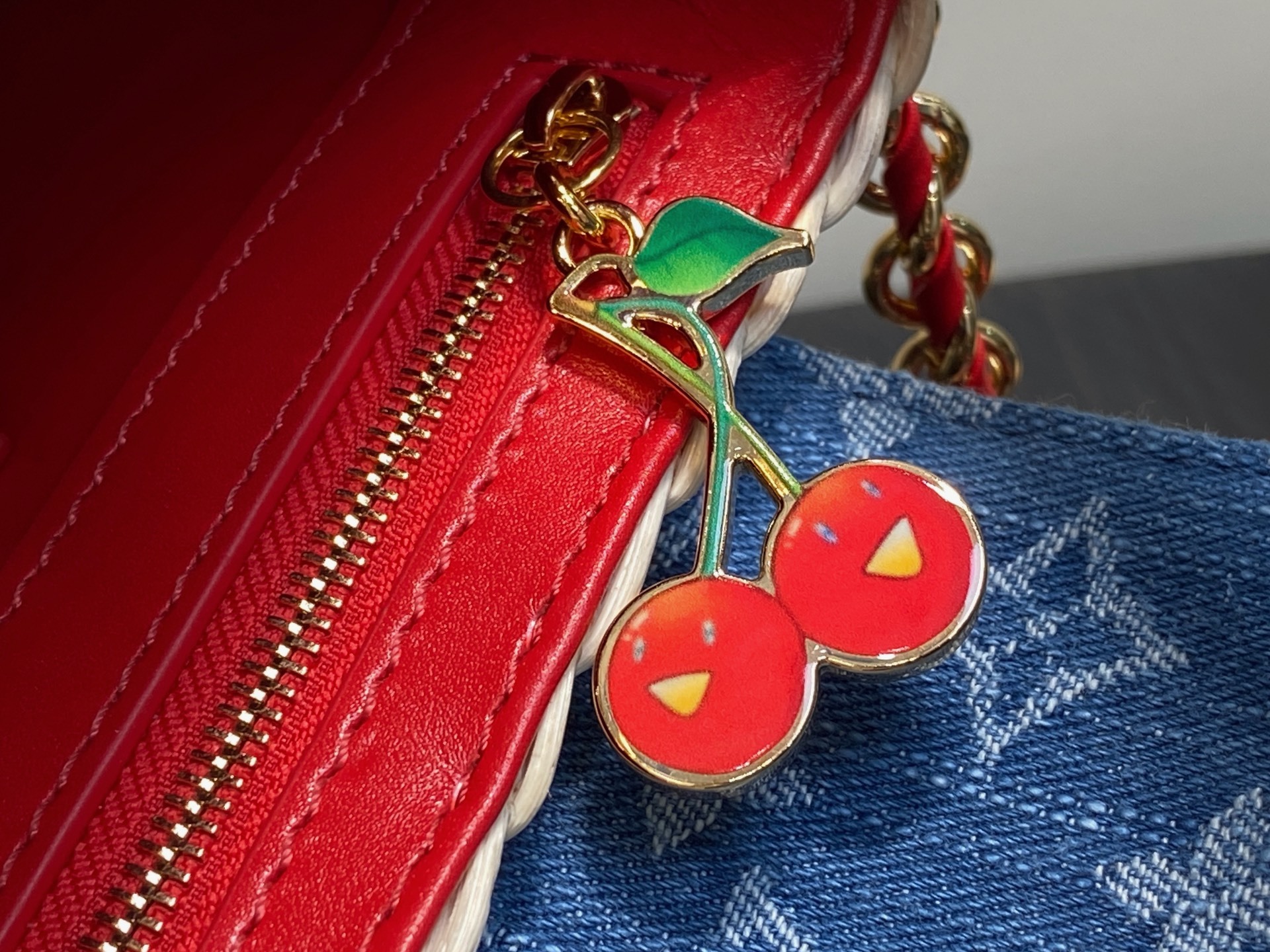 【顶级原单】M14295牛仔樱桃 编织cap那英款 LV x TM CAPUCINES 迷你手袋 本款