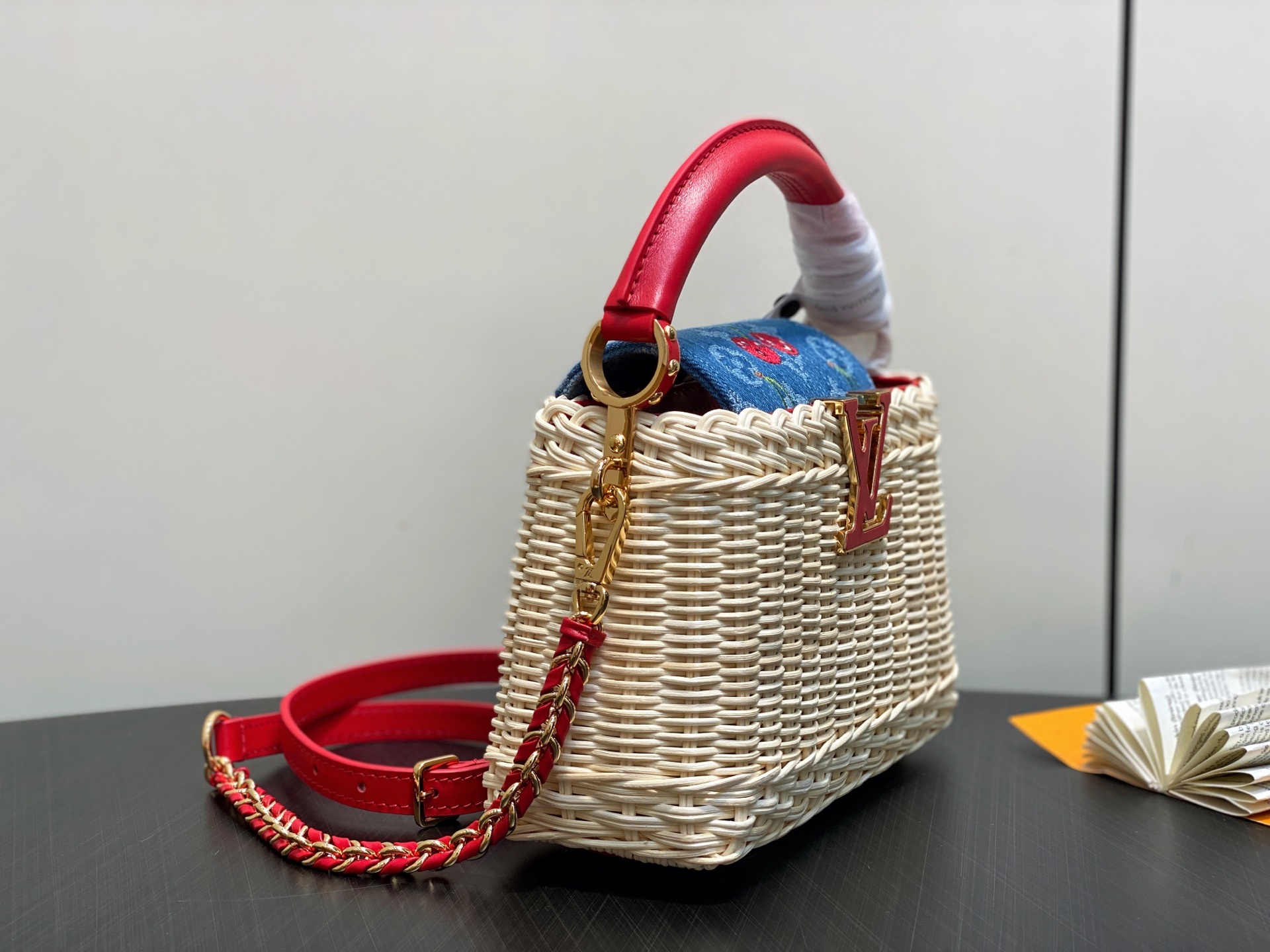 【顶级原单】M14295牛仔樱桃 编织cap那英款 LV x TM CAPUCINES 迷你手袋 本款