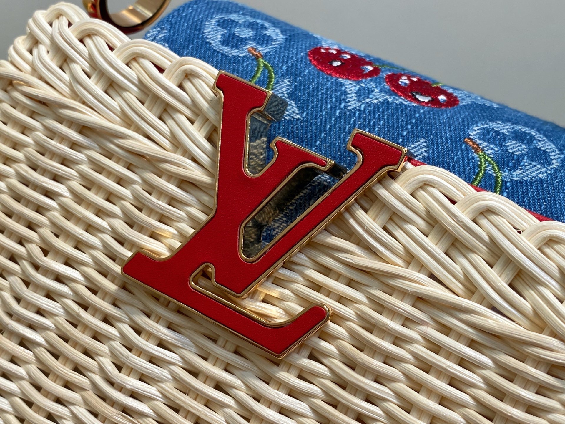 【顶级原单】M14295牛仔樱桃 编织cap那英款 LV x TM CAPUCINES 迷你手袋 本款