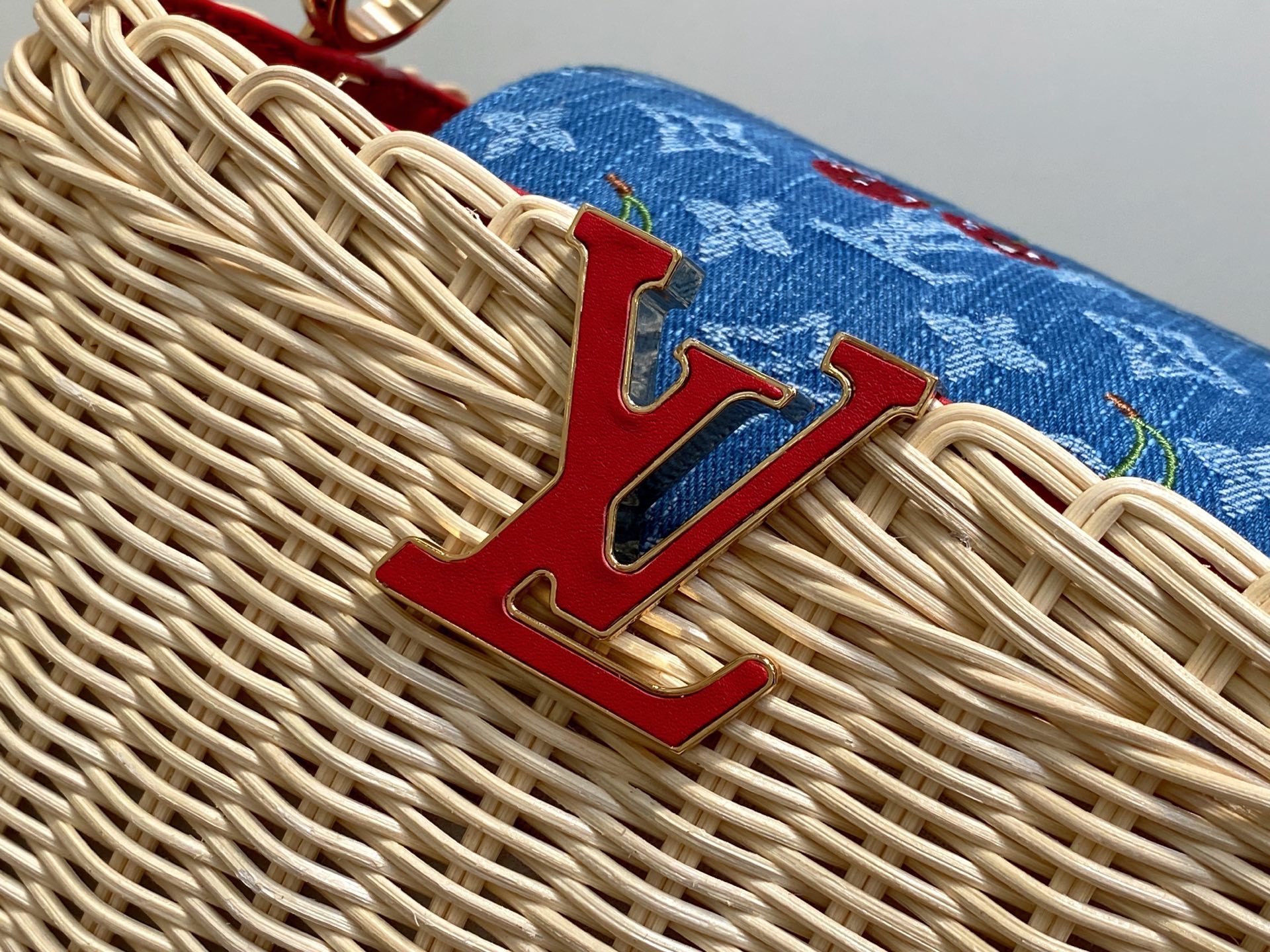 【顶级原单】M14295牛仔樱桃 编织cap那英款 LV x TM CAPUCINES BB手袋 本款