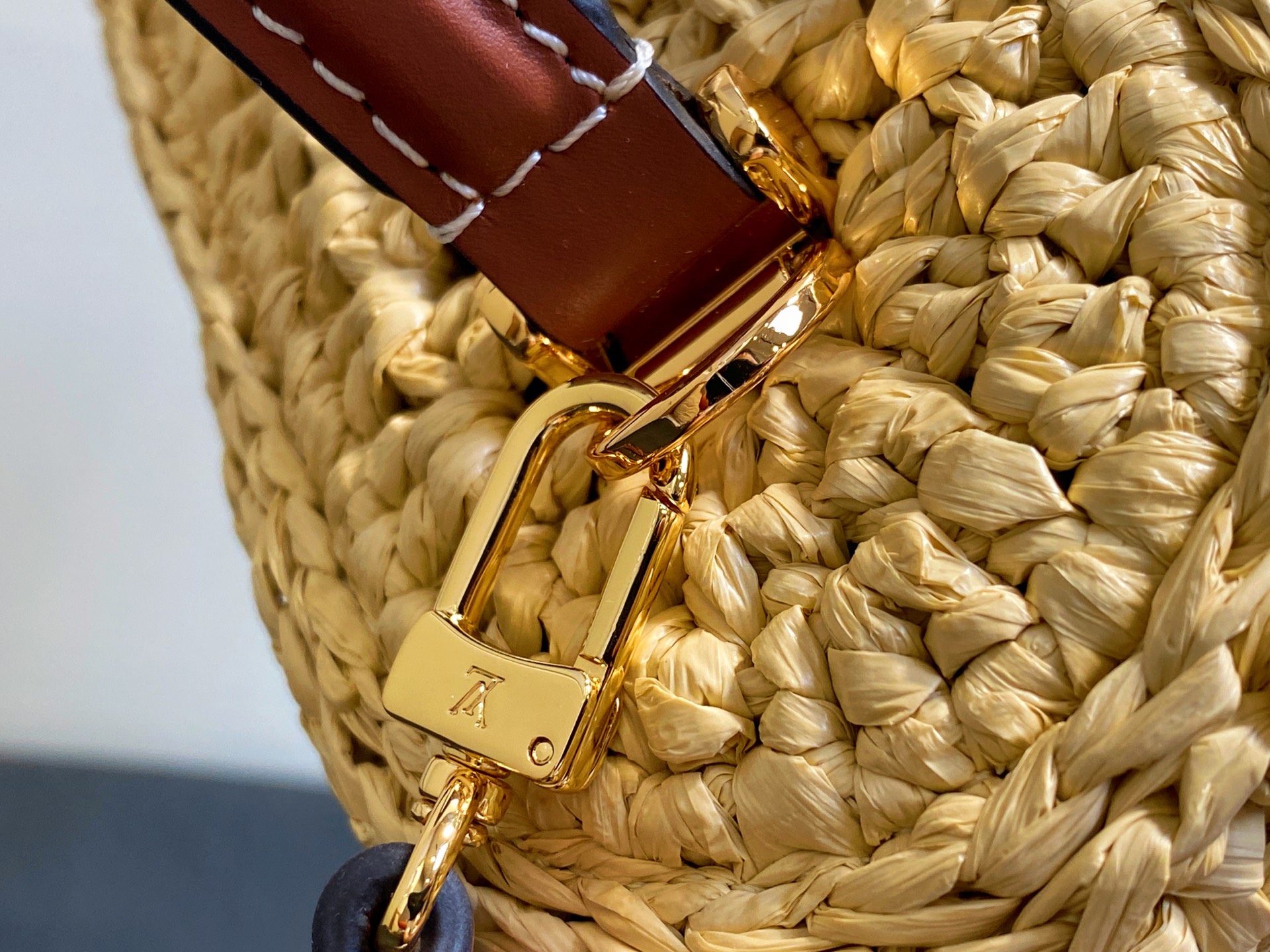 【顶级原单】M14303棕色 拉菲草编织化妆包 Vanity Chain Pouch 手袋 加入度假系列