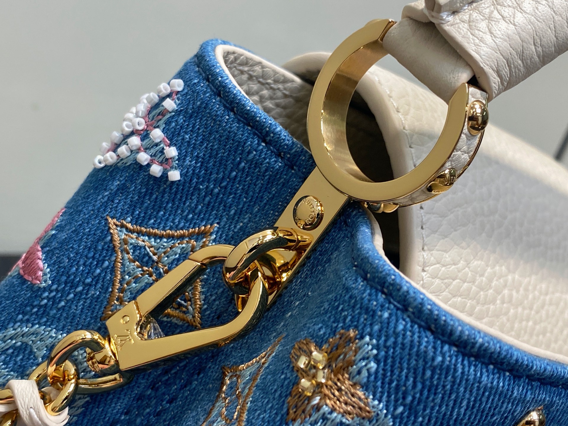 【顶级原单】M12947蓝色牛仔 全皮cap那英款 Capucines 迷你手袋 本款 Capucine