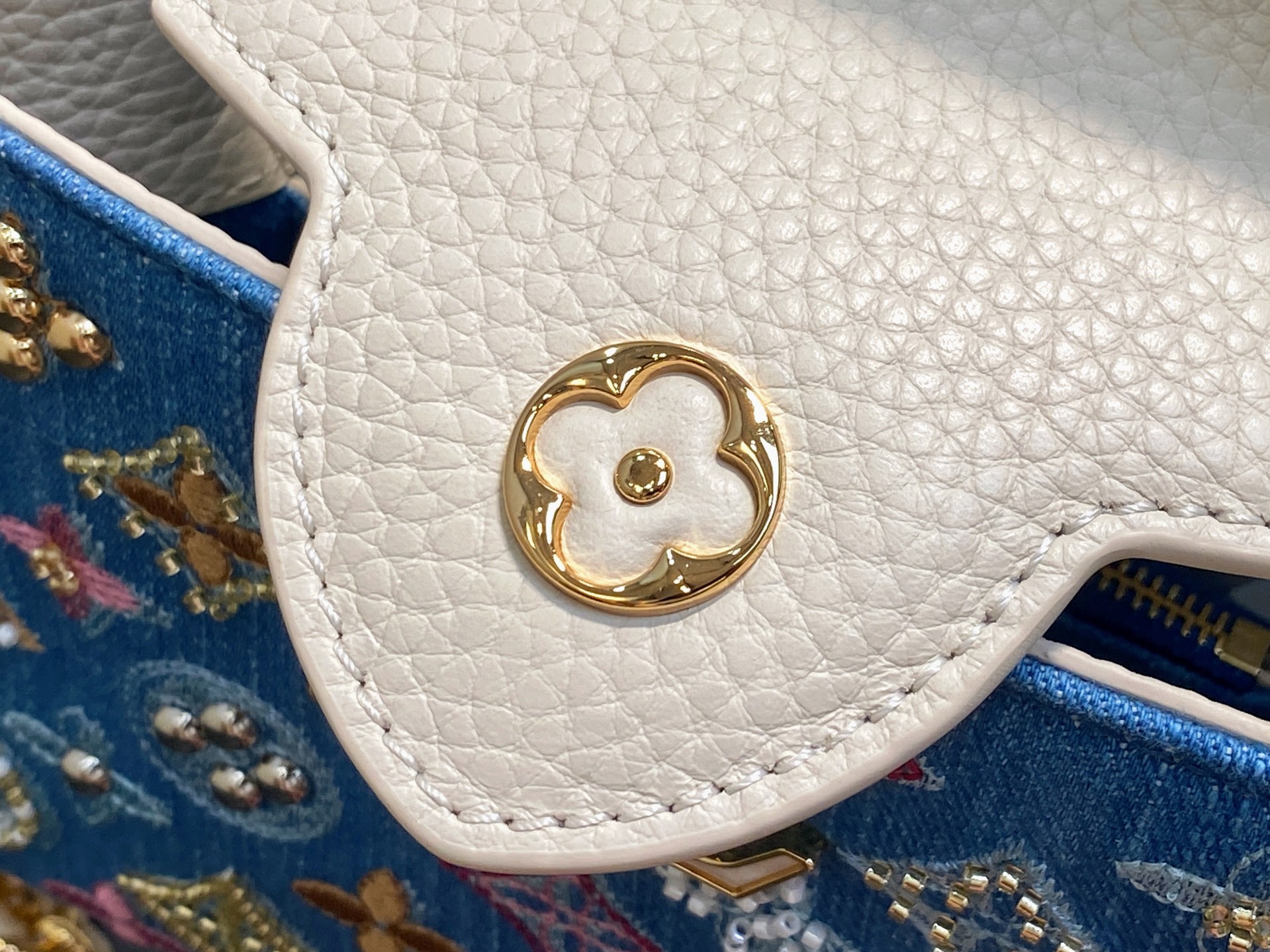 【顶级原单】M12947蓝色牛仔 全皮cap那英款 Capucines 迷你手袋 本款 Capucine