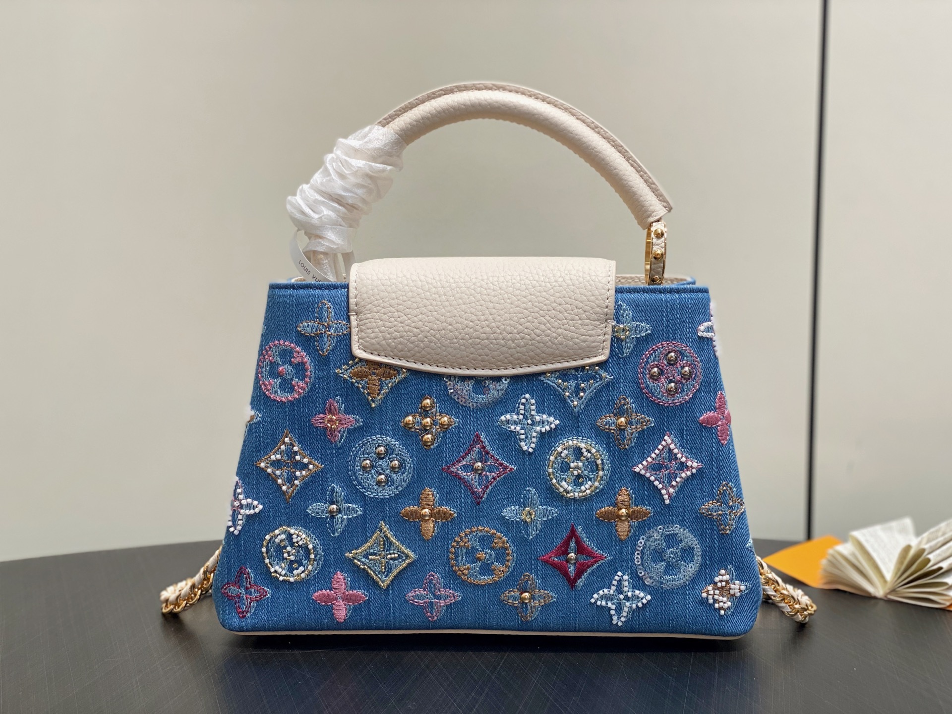 【顶级原单】M12947蓝色牛仔 全皮cap那英款 Capucines BB手袋 本款 Capucine