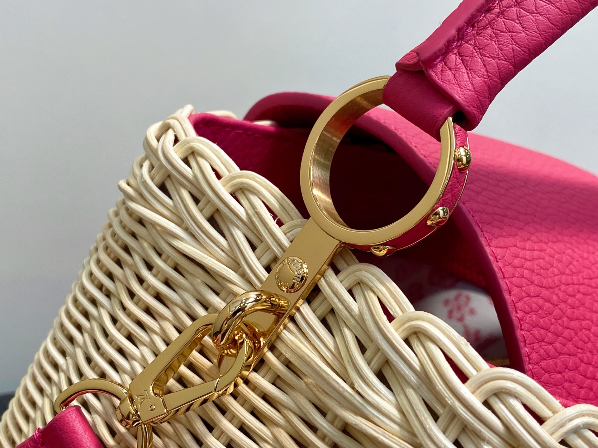 【顶级原单】M26005玫红编织 全皮cap那英款 CAPUCINES BB 手袋 m11617 棕色