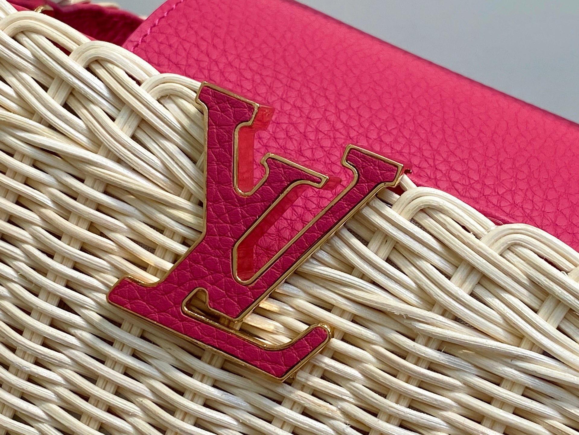 【顶级原单】M26005玫红编织 全皮cap那英款 CAPUCINES BB 手袋 m11617 棕色