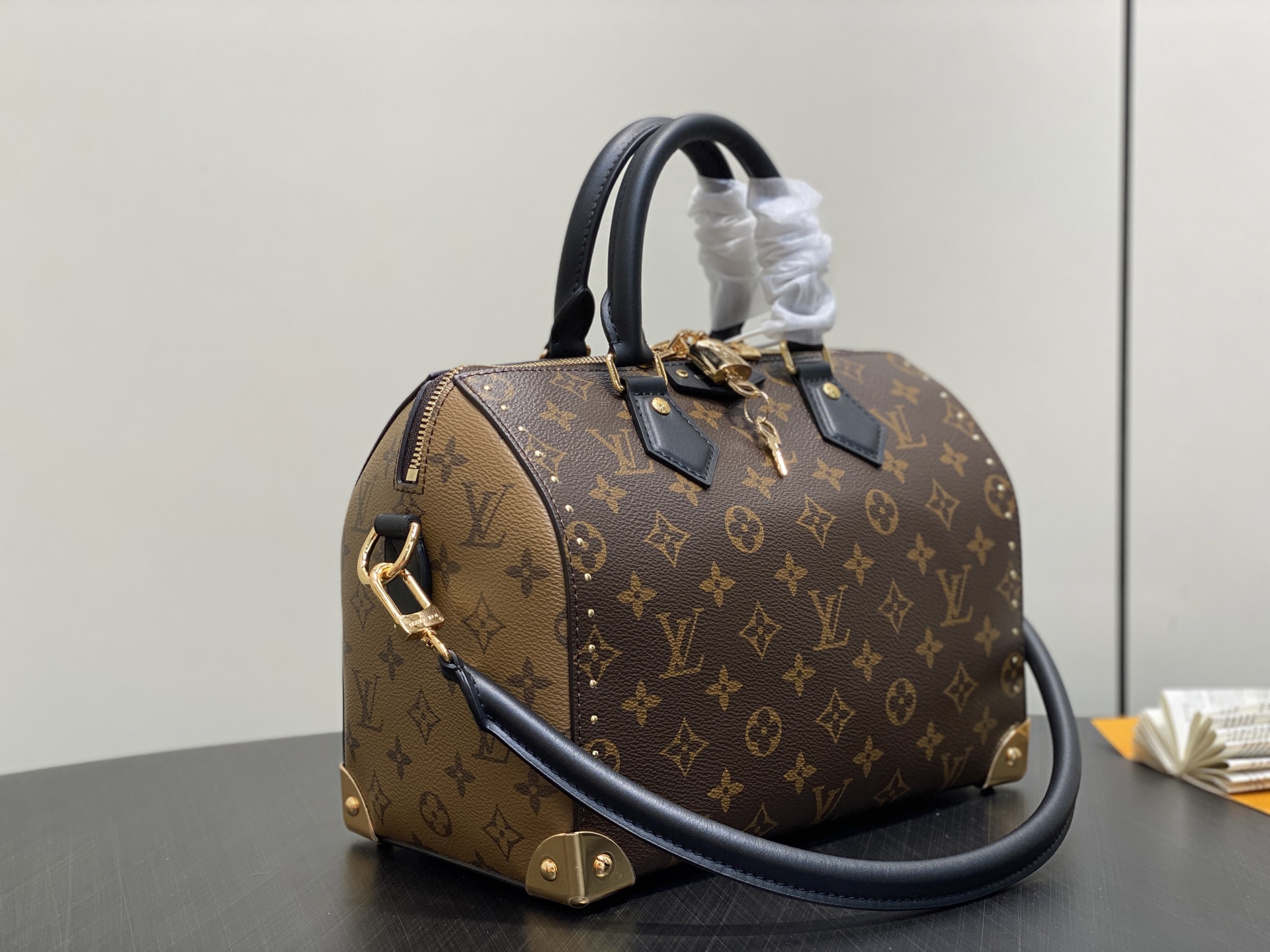 【顶级原单】M26181老花 走秀款单肩包 Trunk Speedy 25 手袋 路易威登 Trunk 