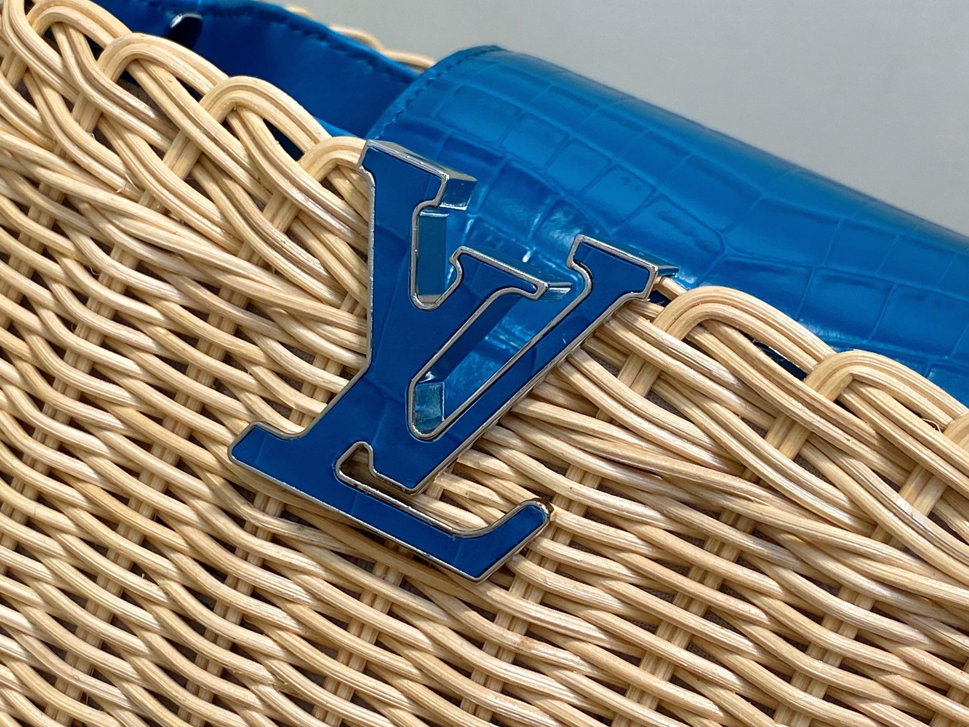 【顶级原单】M88126蓝色鳄鱼纹 编织cap那英款 CAPUCINES BB 手袋 编织/ 牛皮压鳄鱼