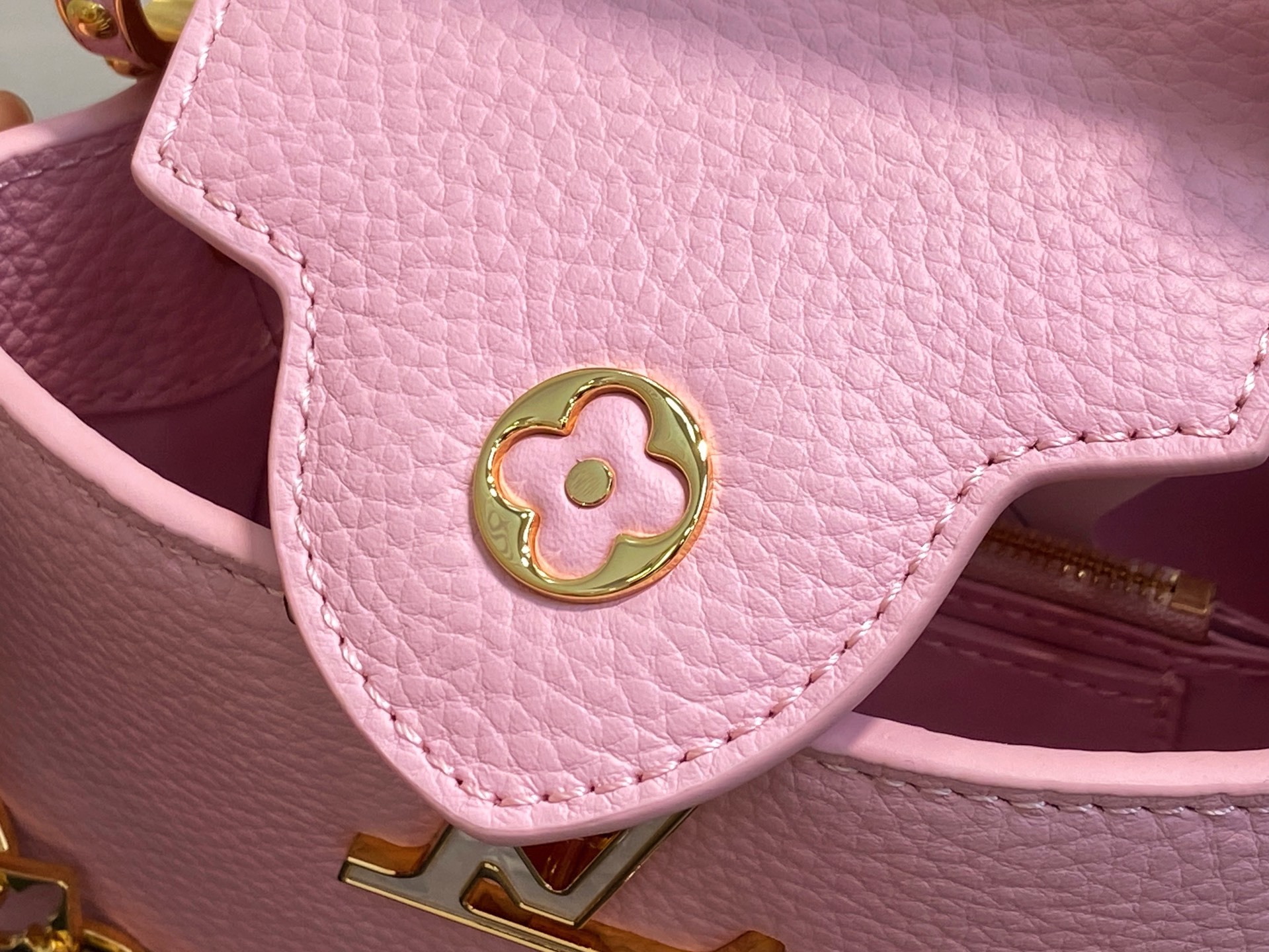 【顶级原单】M14970粉色 链条全皮cap那英款 CAPUCINES 迷你手袋 Capucines 系