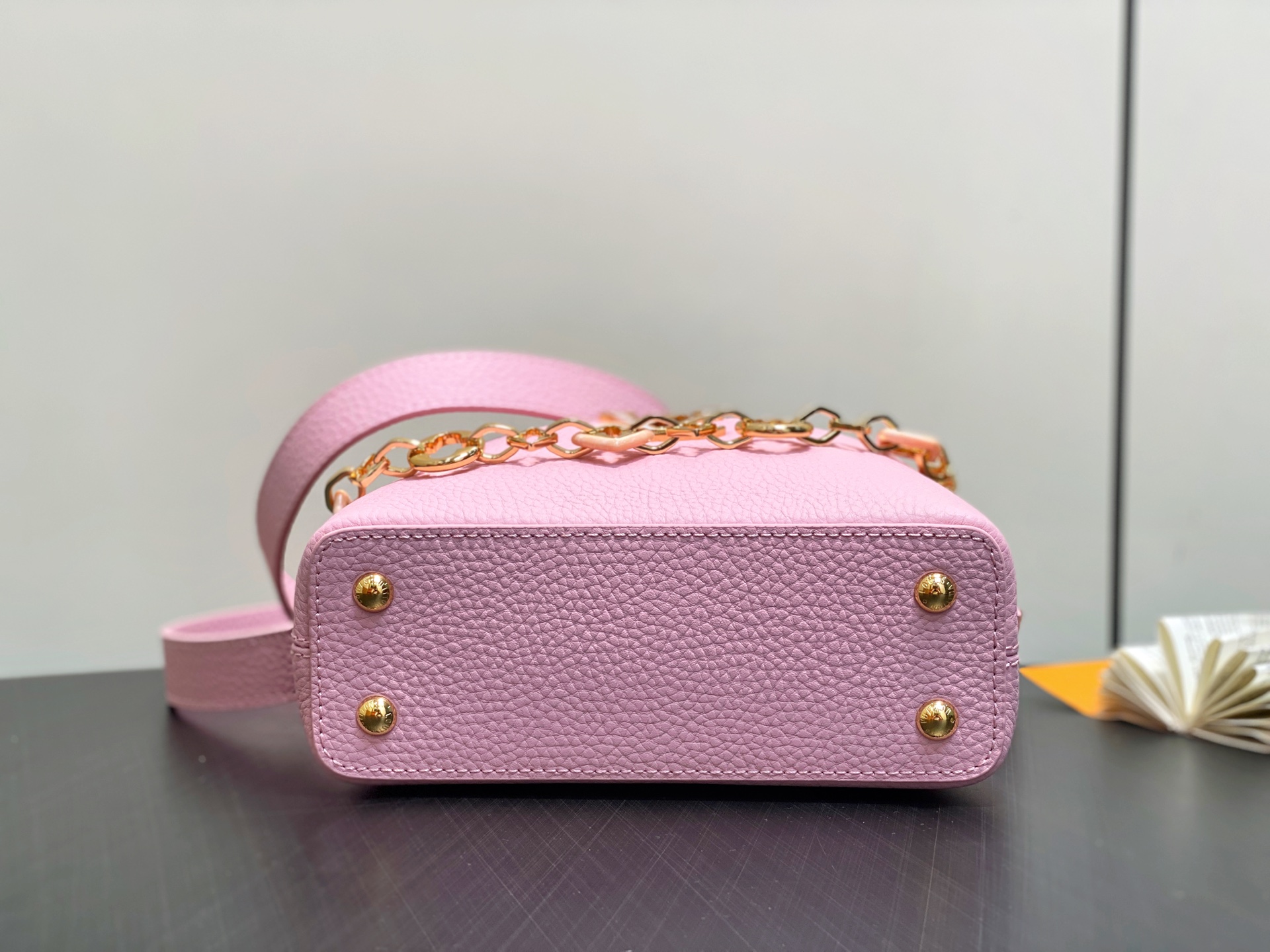 【顶级原单】M14970粉色 链条全皮cap那英款 CAPUCINES 迷你手袋 Capucines 系