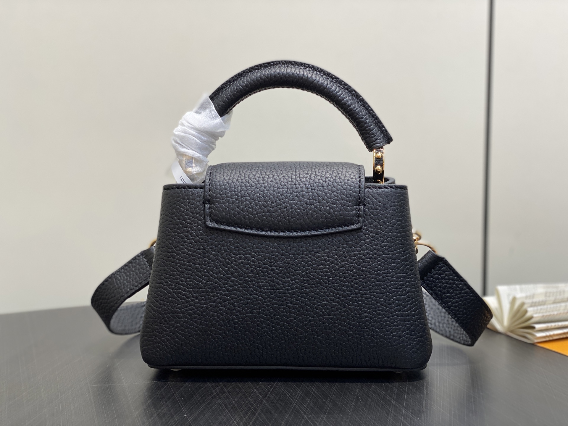 【顶级原单】M14970黑色 链条全皮cap那英款 CAPUCINES 迷你手袋 Capucines 系