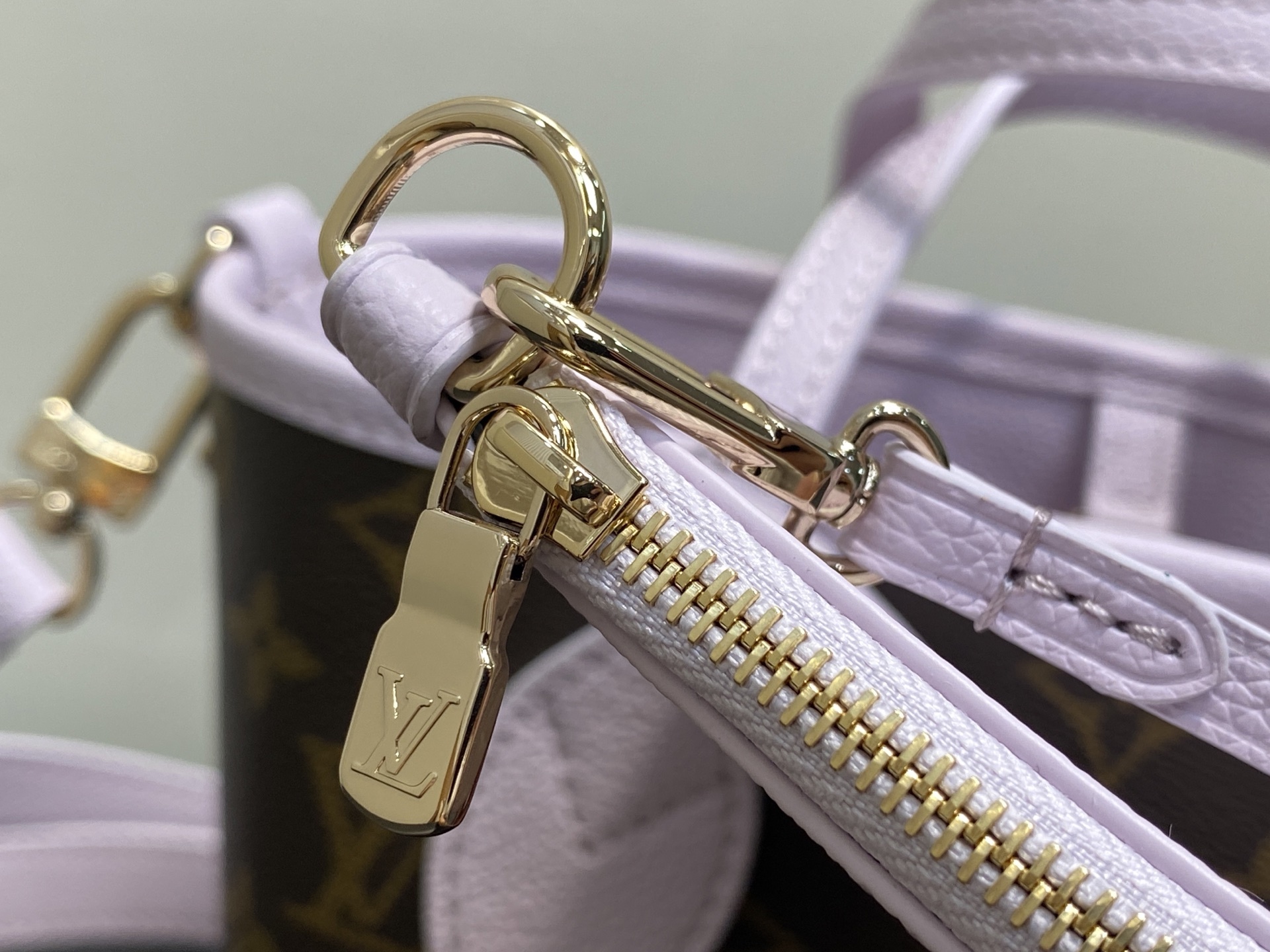 【顶级原单】M25656老花浅紫色 双面小号购物袋 Neverfull Bandoulière Insi