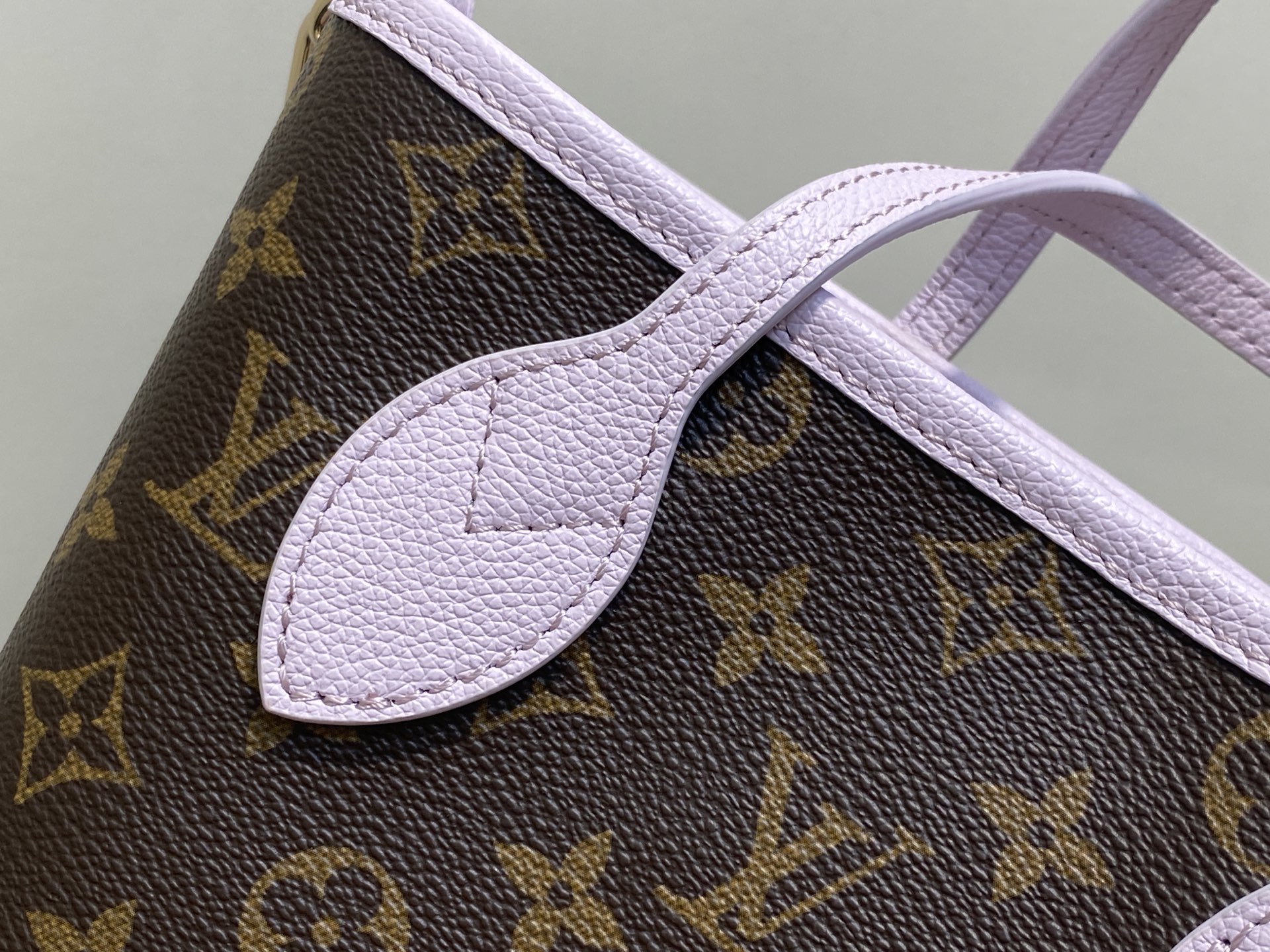 【顶级原单】M25656老花浅紫色 双面小号购物袋 Neverfull Bandoulière Insi