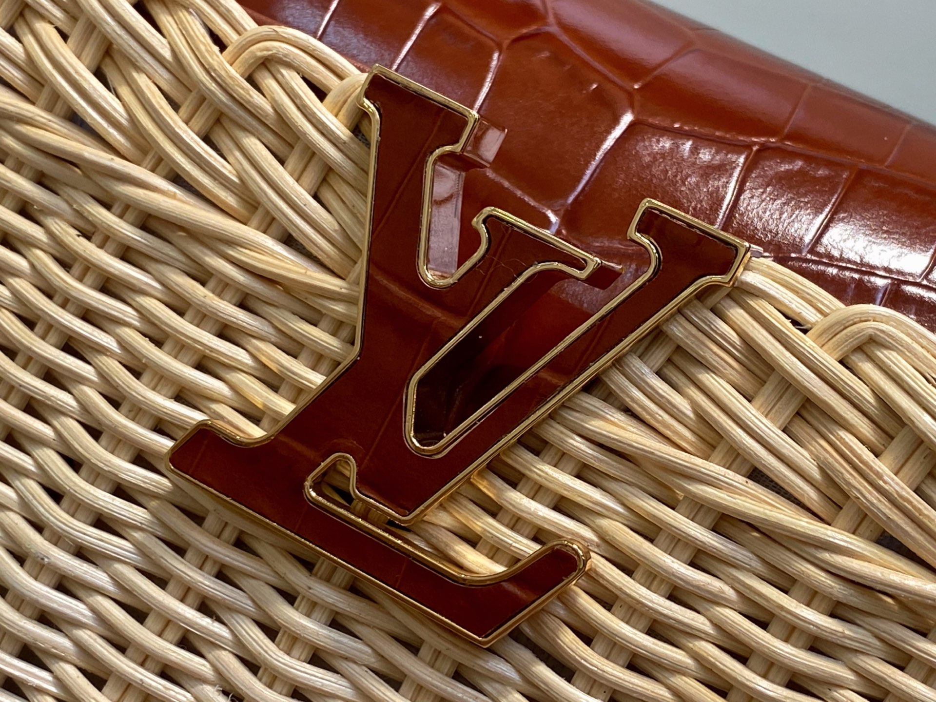 【顶级原单】M88126棕色编织 鳄鱼纹cap那英款 CAPUCINES mini 手袋 本款 Capu