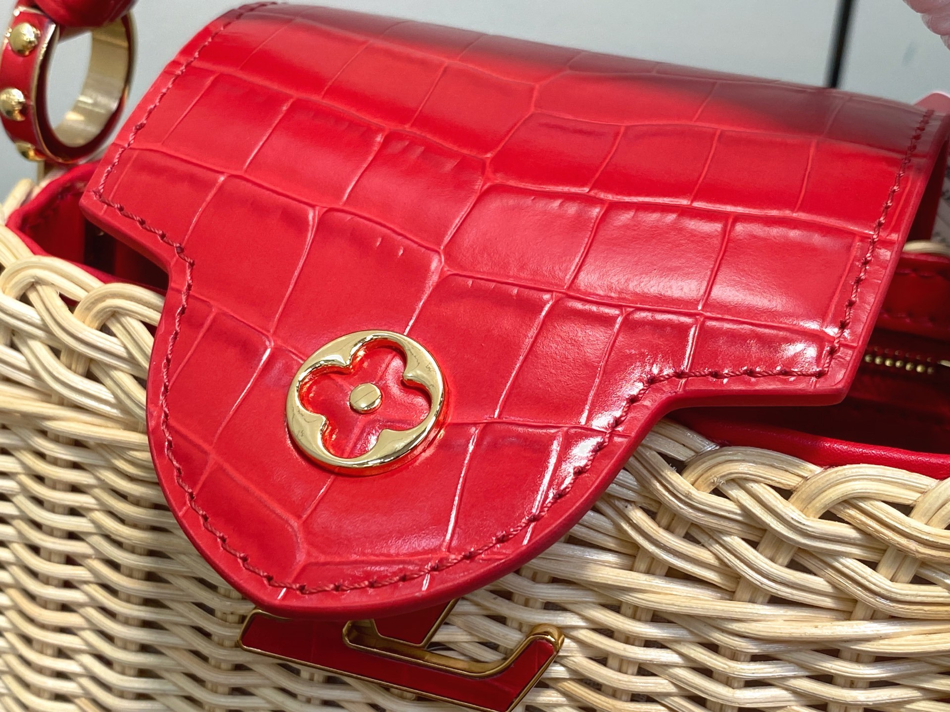 【顶级原单】M88126红色编织 鳄鱼纹cap那英款 CAPUCINES mini 手袋 本款 Capu