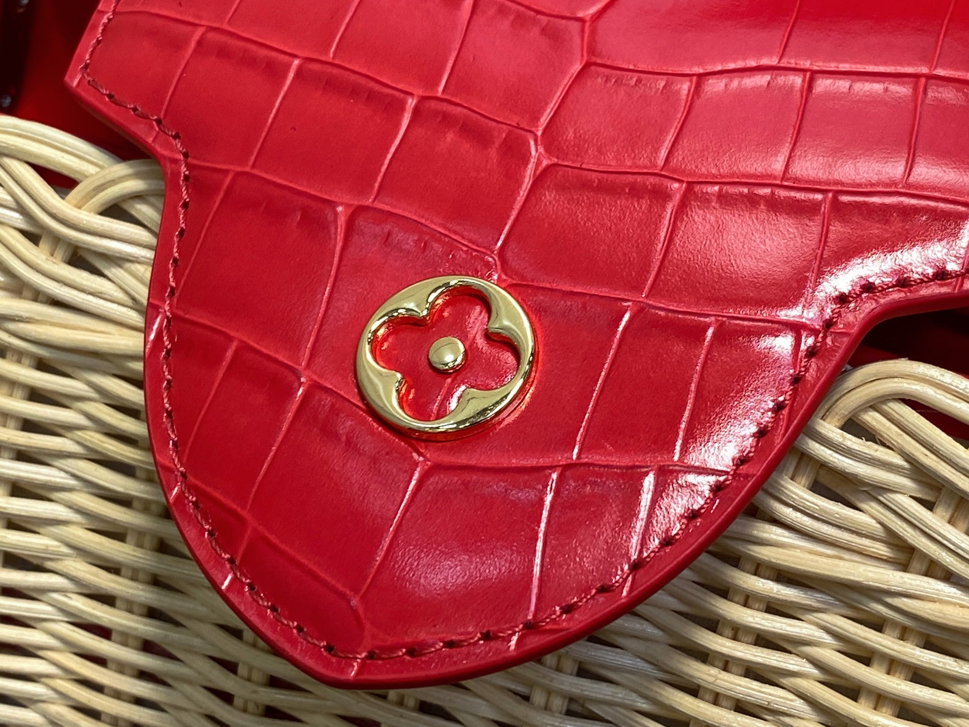 【顶级原单】M88126红色鳄鱼纹 编织cap那英款 CAPUCINES BB 手袋 编织/ 牛皮压鳄鱼