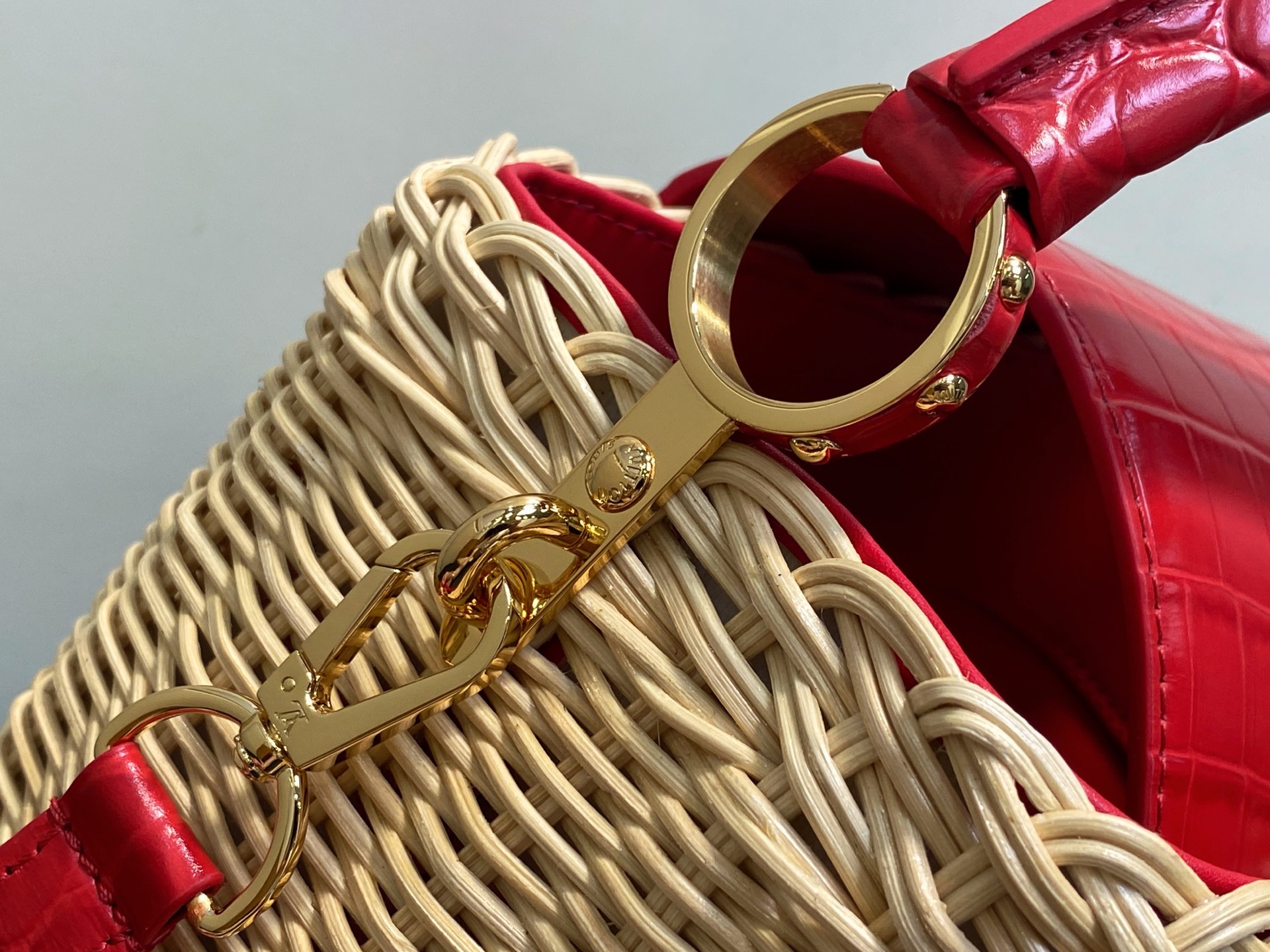 【顶级原单】M88126红色鳄鱼纹 编织cap那英款 CAPUCINES BB 手袋 编织/ 牛皮压鳄鱼